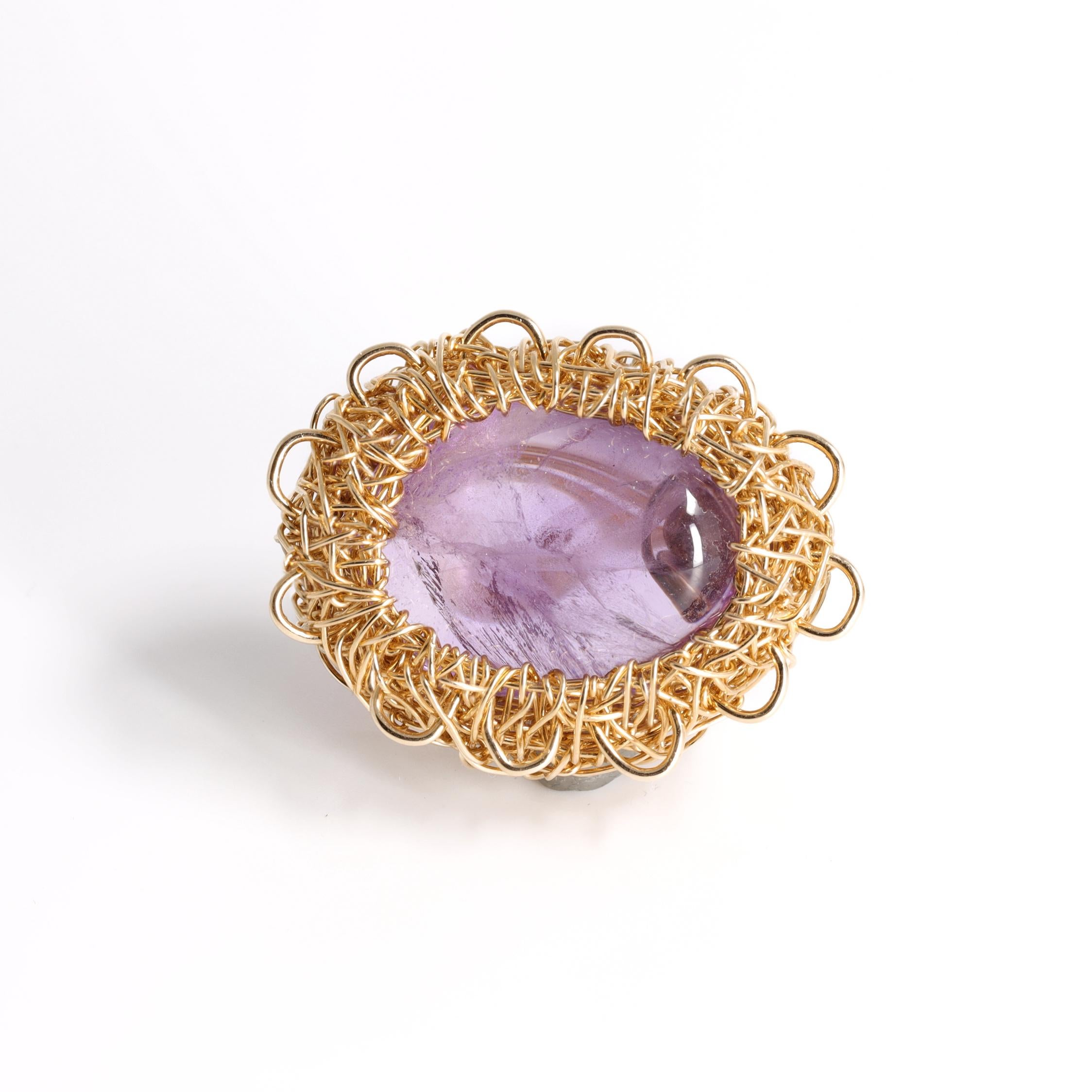 Women's or Men's Lilac to Purple Polished Amethyst Gold Statement Cocktail Ring by Sheila Westera
