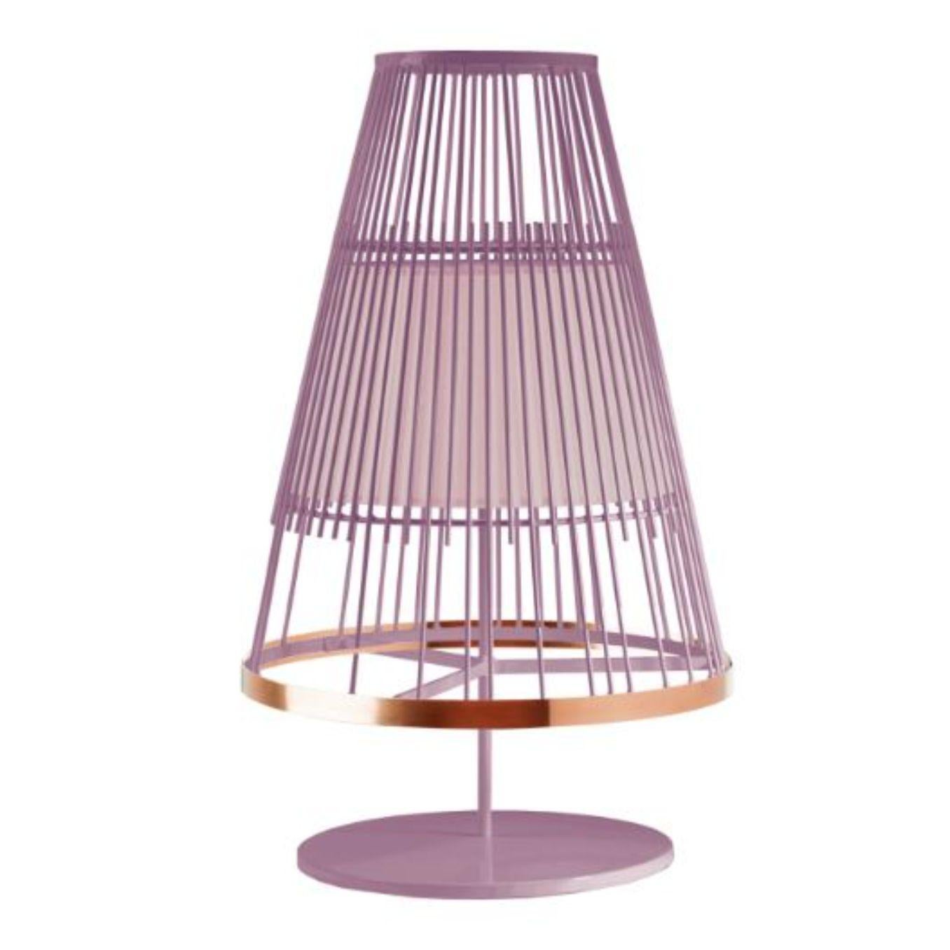 Lilac Up table lamp with copper ring by Dooq
Dimensions: W 44 x D 44 x H 72 cm
Materials: lacquered metal, polished or brushed metal, copper.
abat-jour: cotton
Also available in different colors and