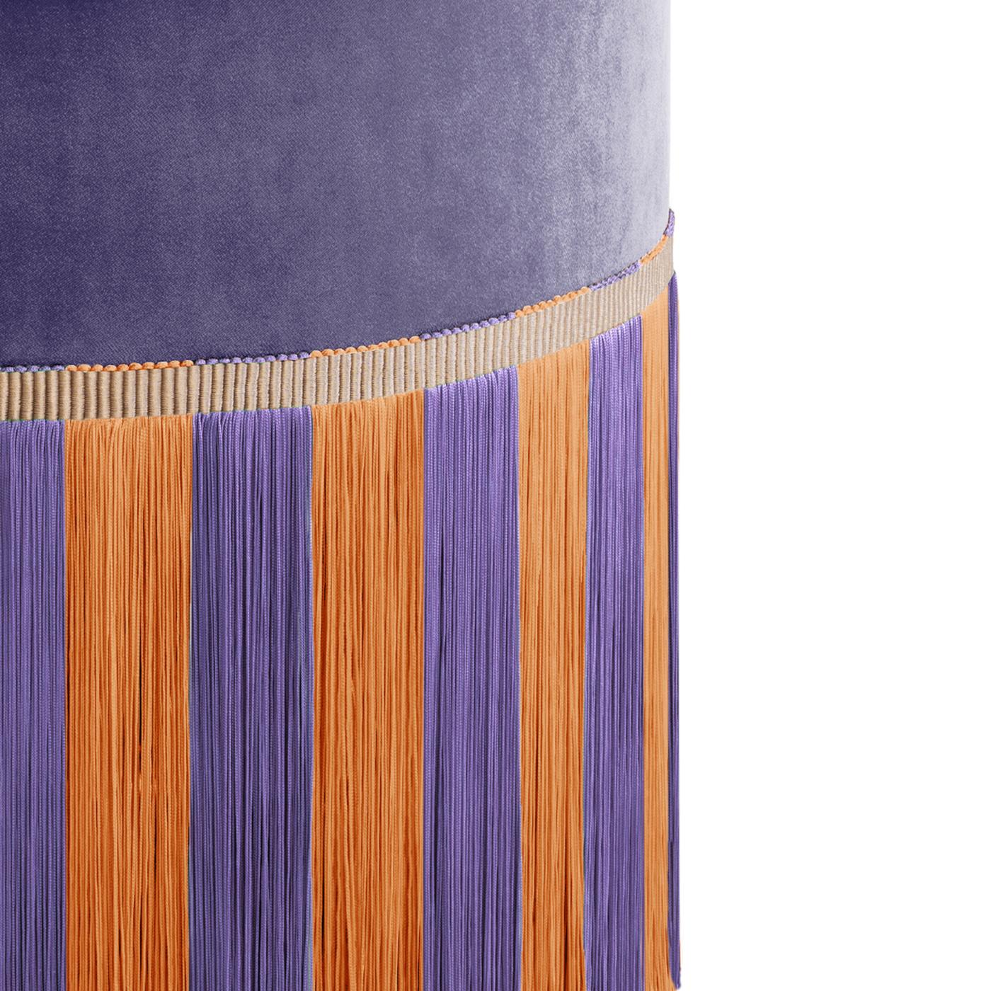Lilac Velvet with Two-Tone Fringes pouf For Sale 2