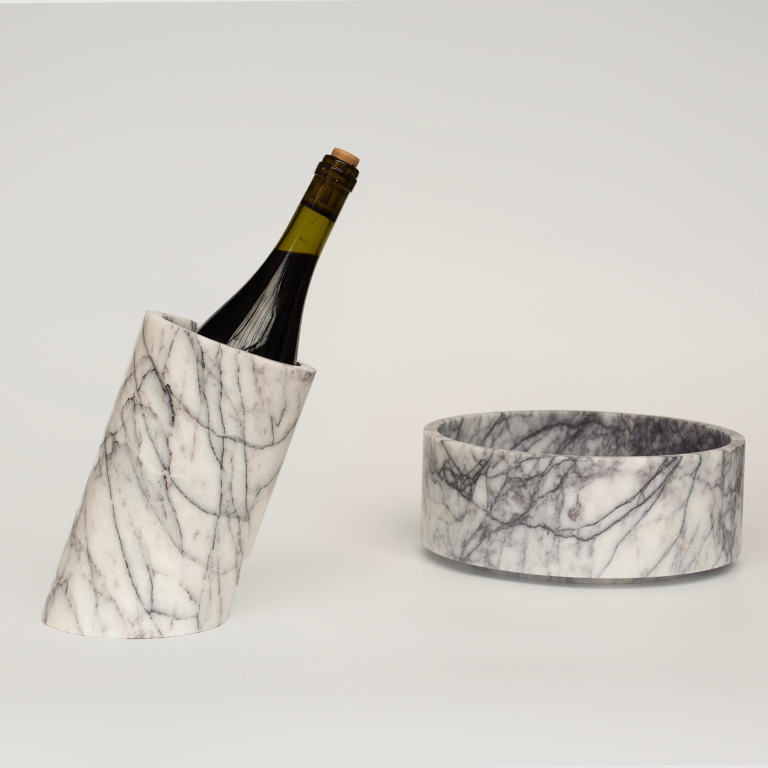Turkish Lilac White Marble Angled Wine Cooler For Sale