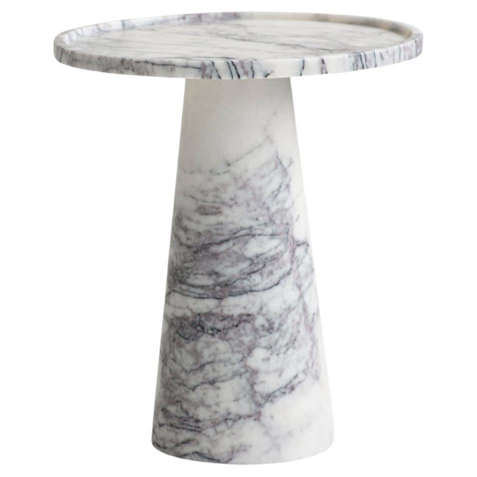Lilac White Marble Pedestal Side Table