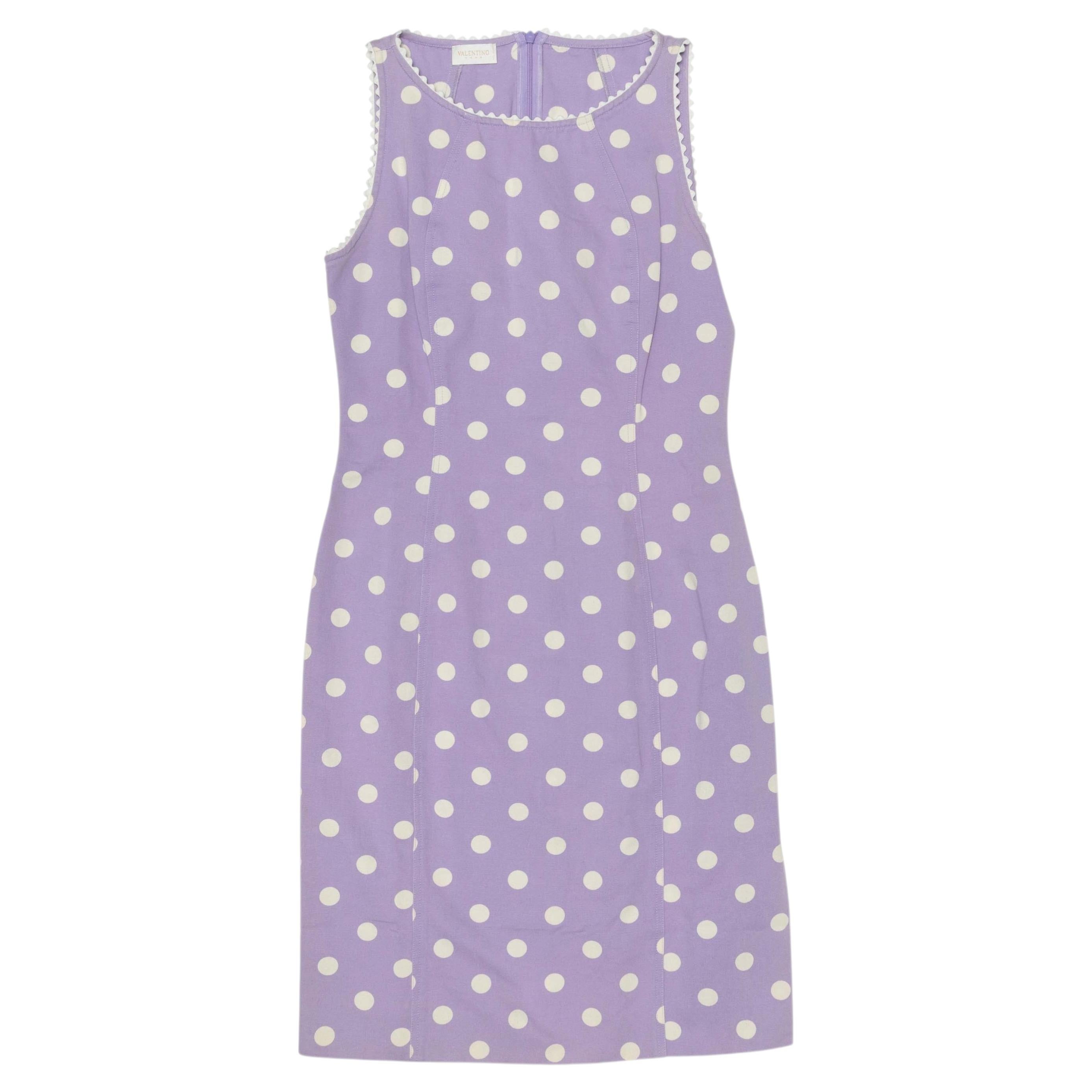 Lilac & White Valentino Sleeveless Polka Dot Mini Dress Size IT 40