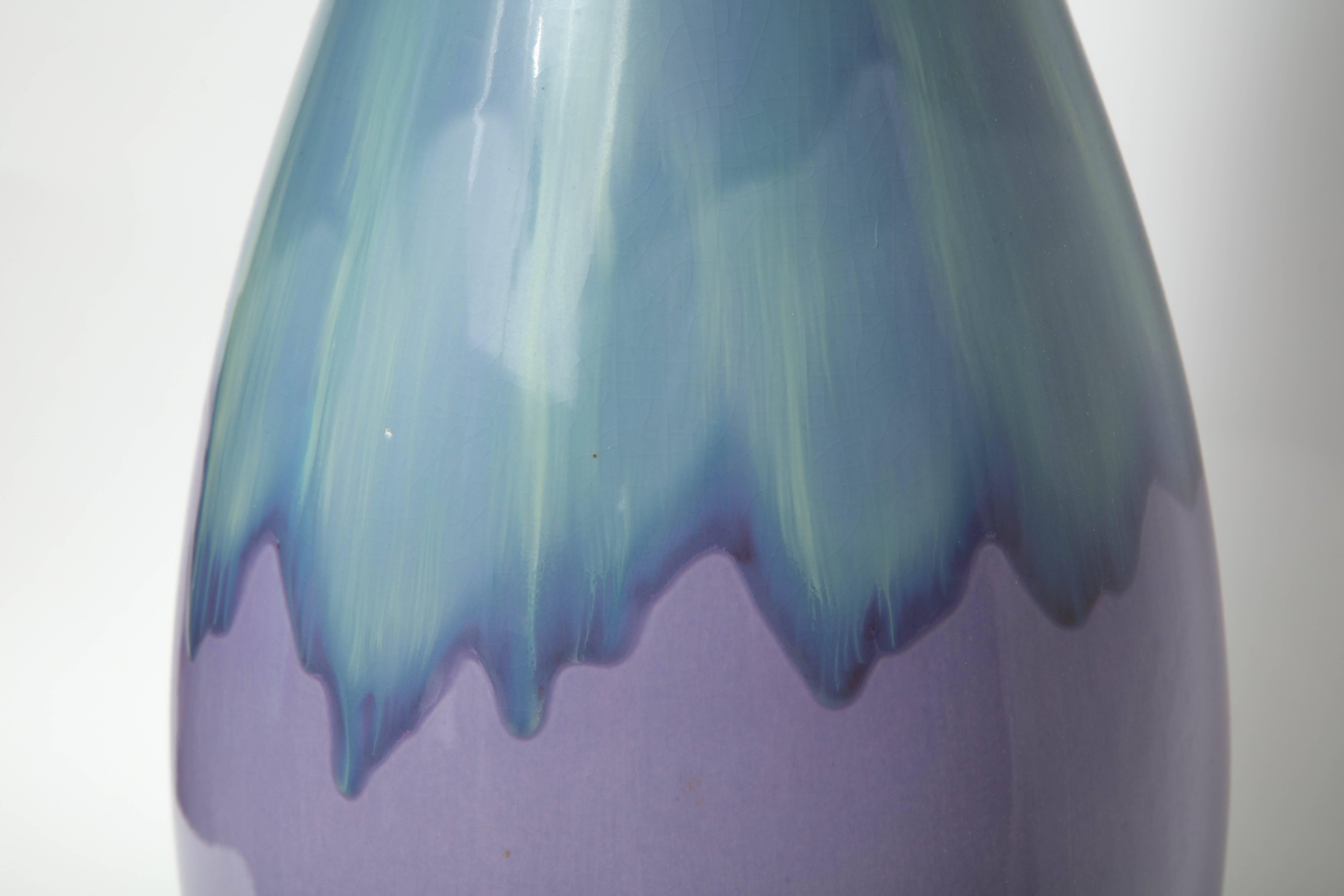 20th Century Lilac/Sky Blue Ombre Glaze Lamps For Sale
