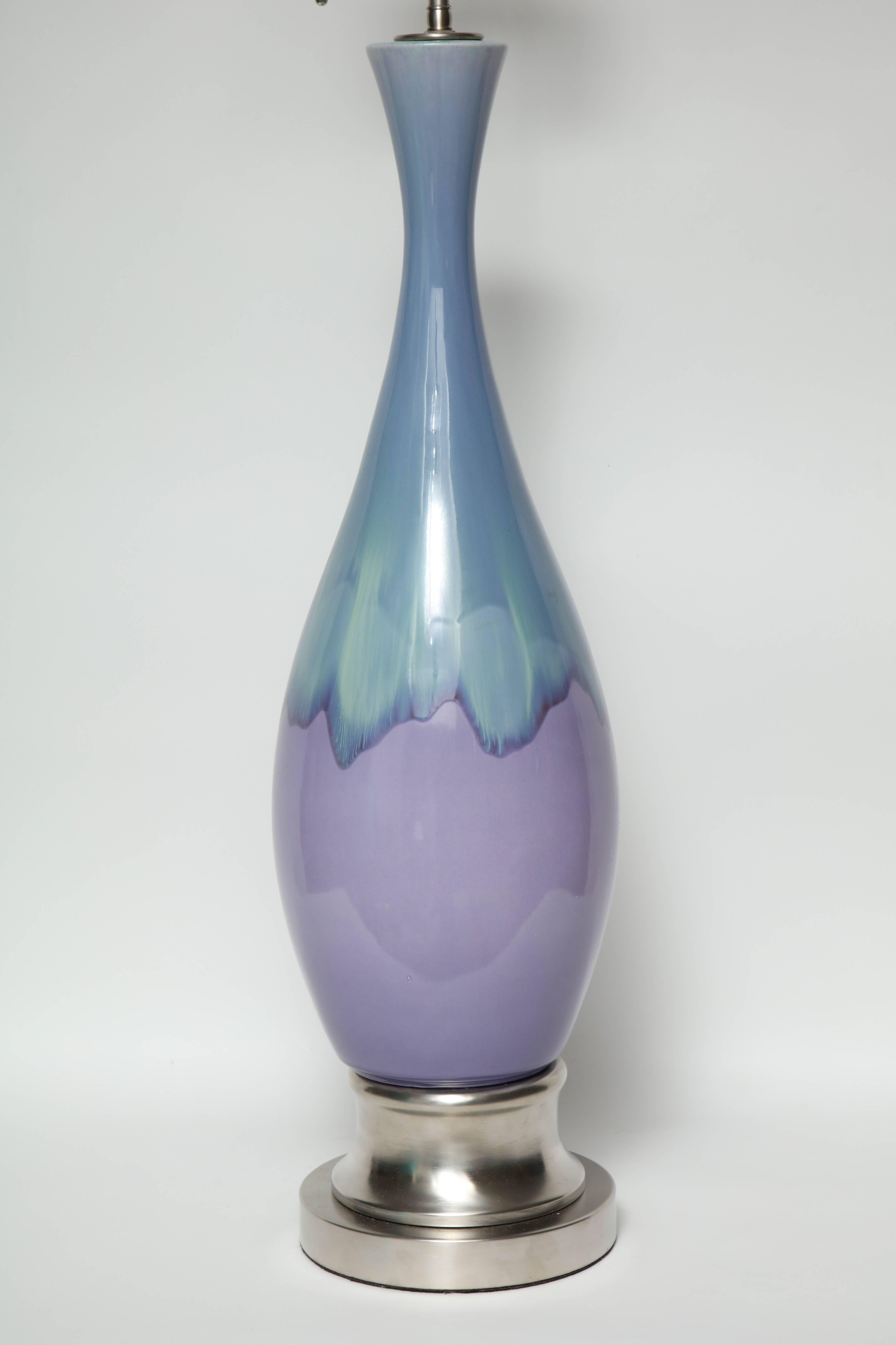 Lilac/Sky Blue Ombre Glaze Lamps For Sale 1