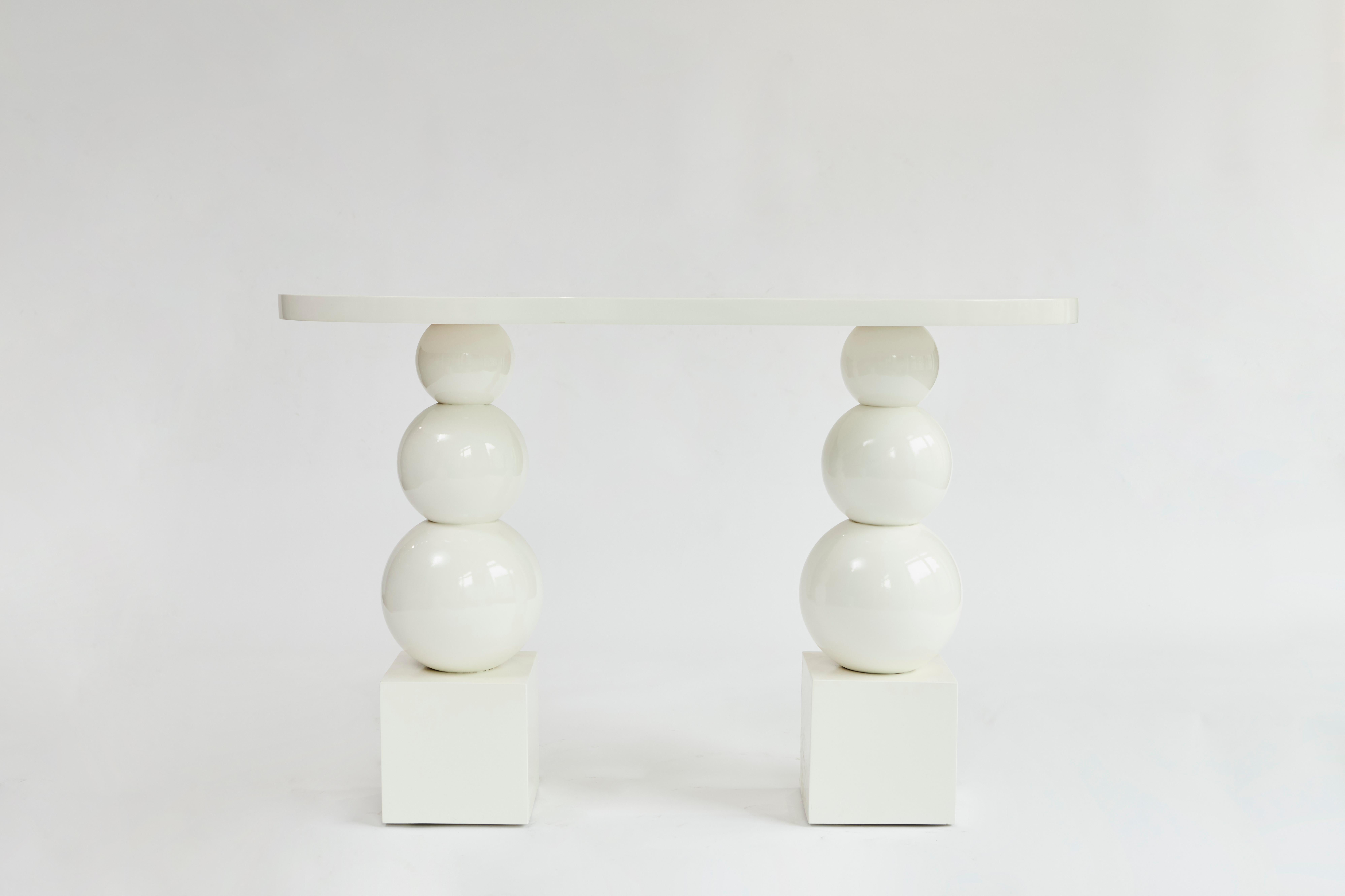 Modern Lilah Console Table, White Lacquer Table by Christian Siriano For Sale