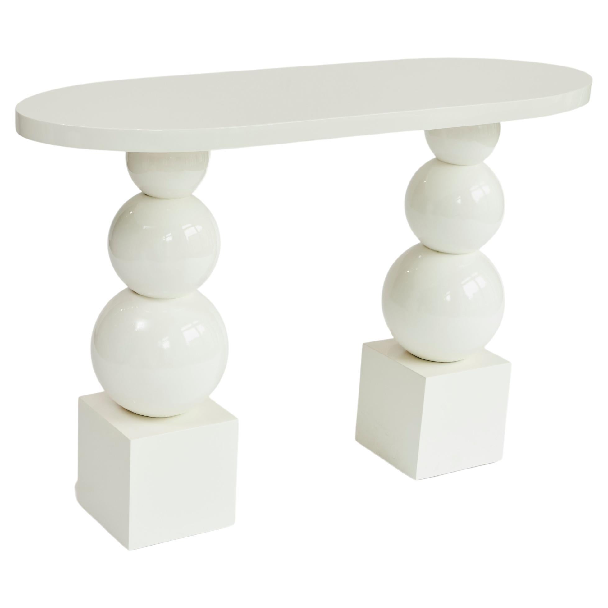 Lilah Console Table, White Lacquer Table by Christian Siriano For Sale