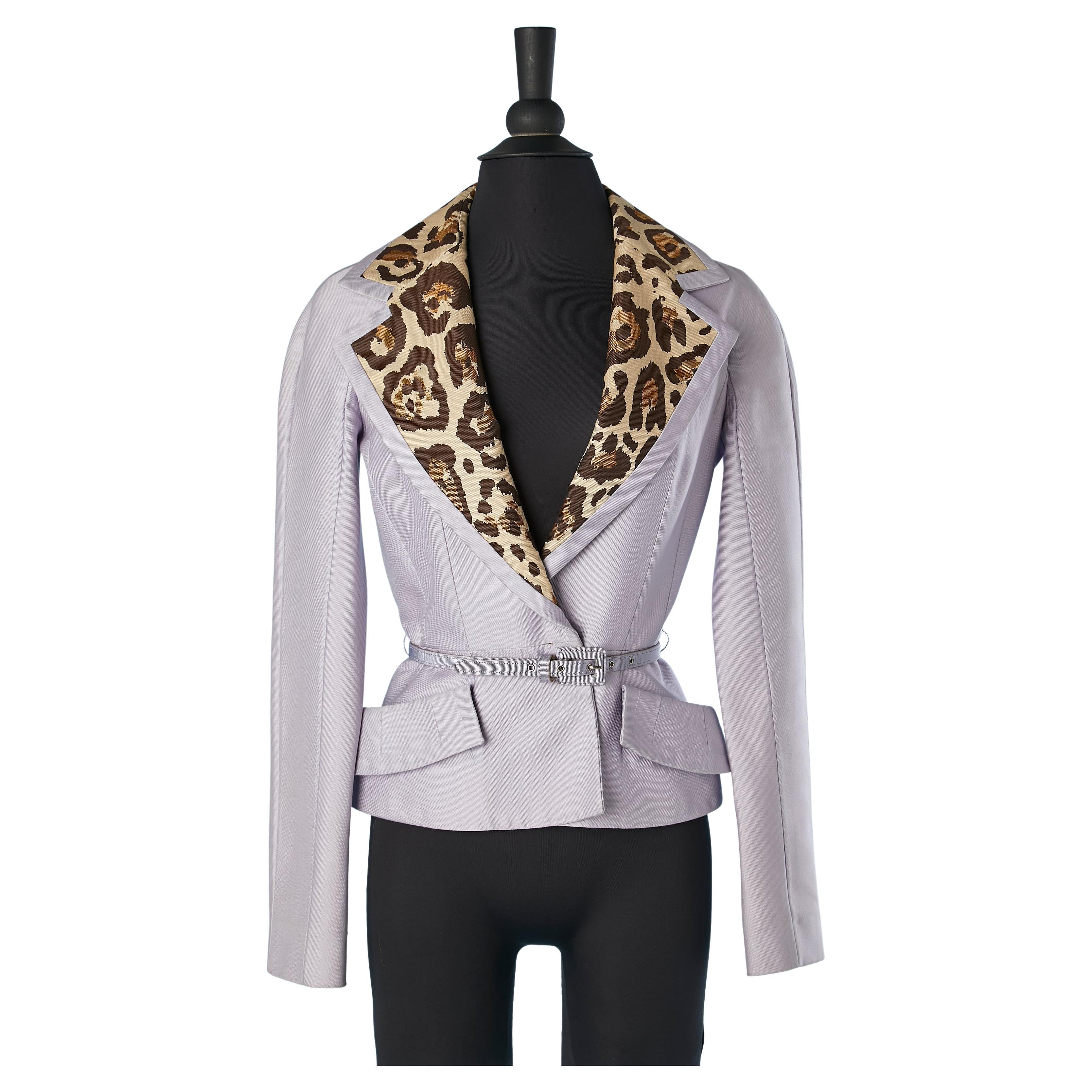 Lilak jacket with leopard jacquard collar Christian Dior by John Galliano Resort For Sale