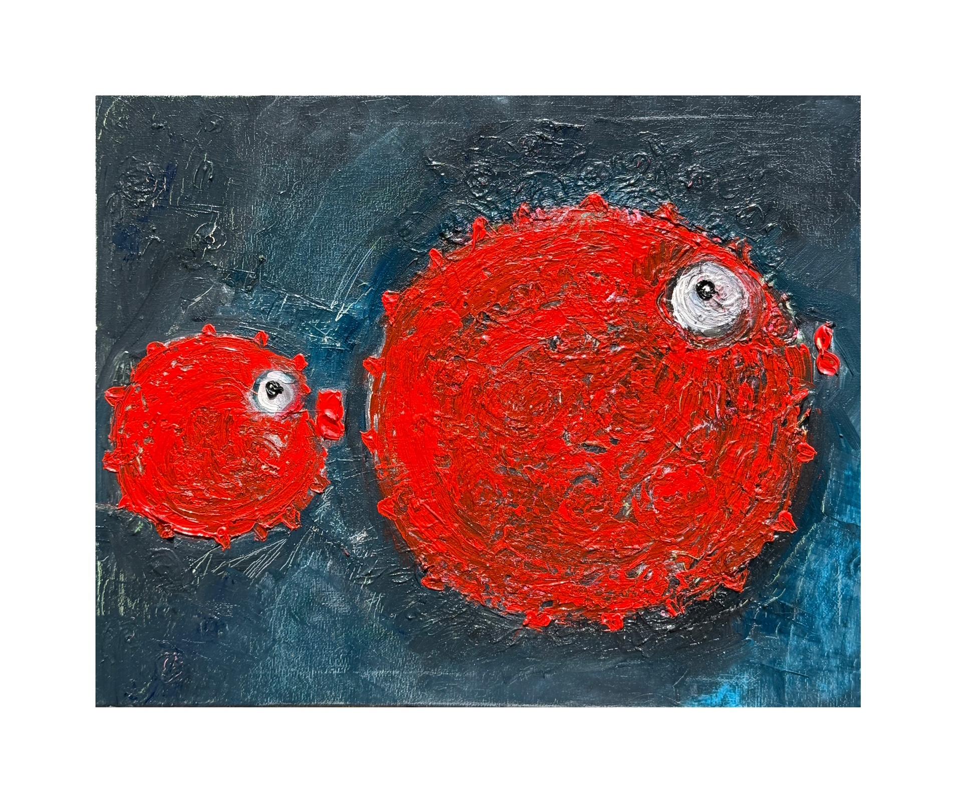 Arte contemporanea georgiana di Lile Gasviani - Pesce palla in vendita 1