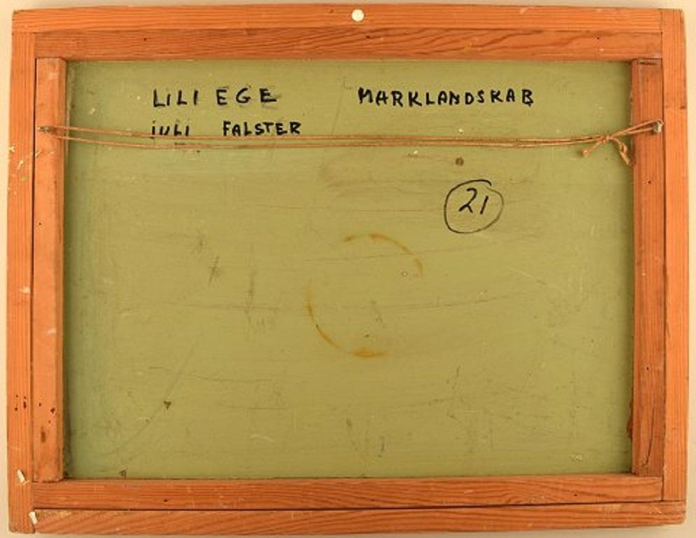 Canvas Lili Ege, Danish Painter, Oil on Board, Modernist Field Landscape