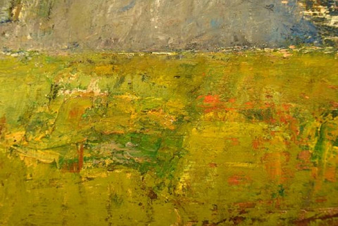 Late 20th Century Lili Ege (1913-2004), Danish Painter, Oil on Board, Modernist Landscape, 1976