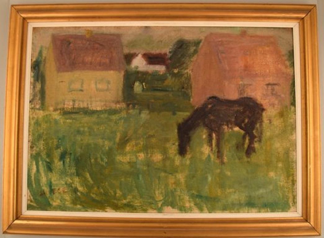 Lili Ege (1913-2004). Danish painter. Oil on canvas. Modernist landscape, 1950s.
The canvas measures: 81.5 x 56.5 cm.
The frame measures: 7 cm.
Signed.
In excellent condition.