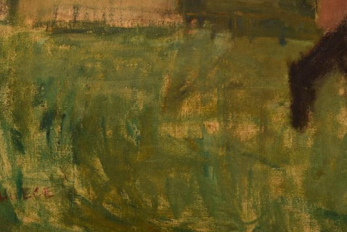 Lili Ege '1913-2004', Danish Painter, Oil on Canvas, Modernist Landscape, 1950s In Good Condition In Copenhagen, DK