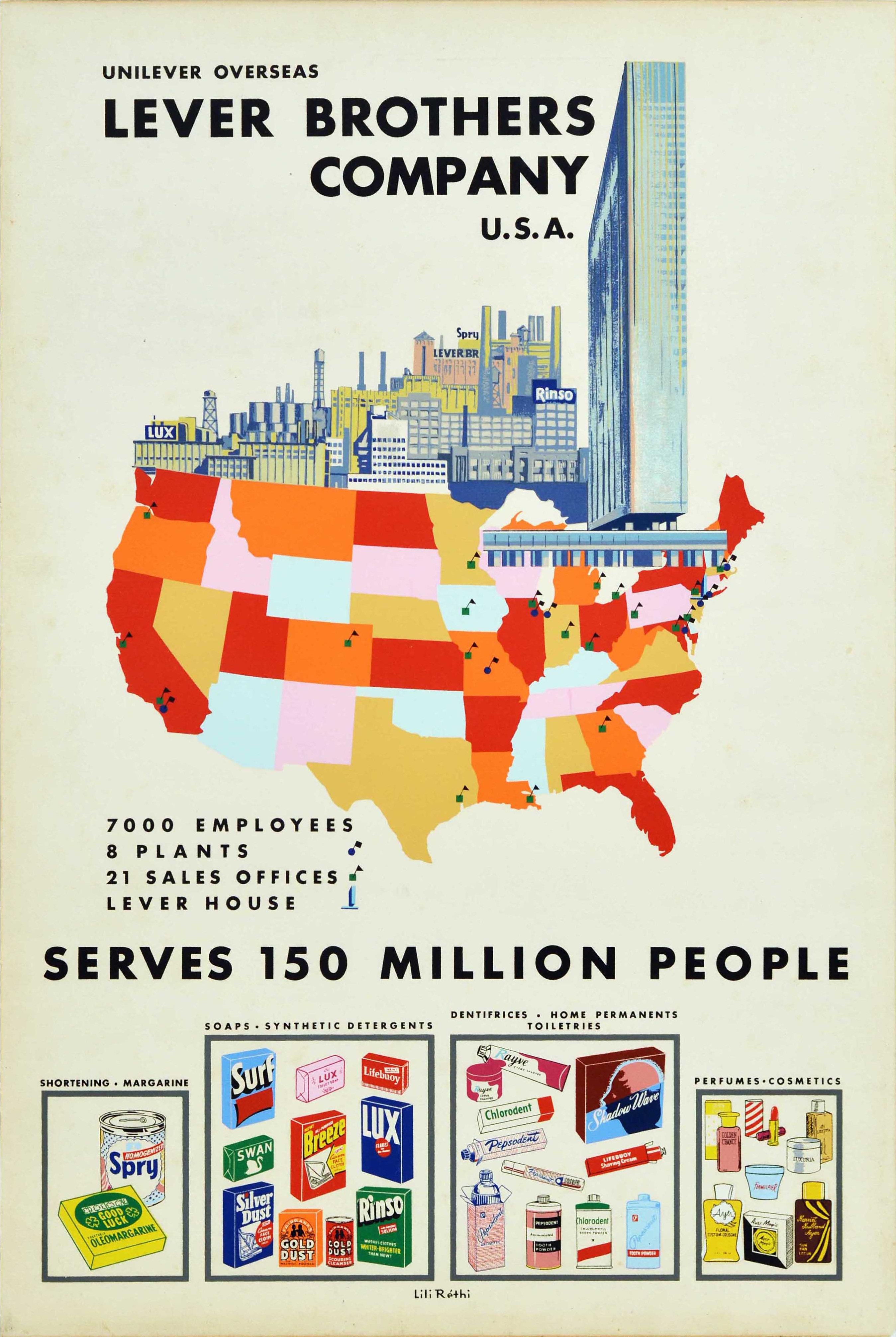 Lili Rethi Print - Original Vintage Advertising Poster Unilever Overseas Lever Brothers Company