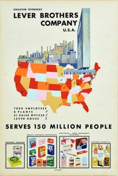 Original Retro Advertising Poster Unilever Overseas Lever Brothers Company