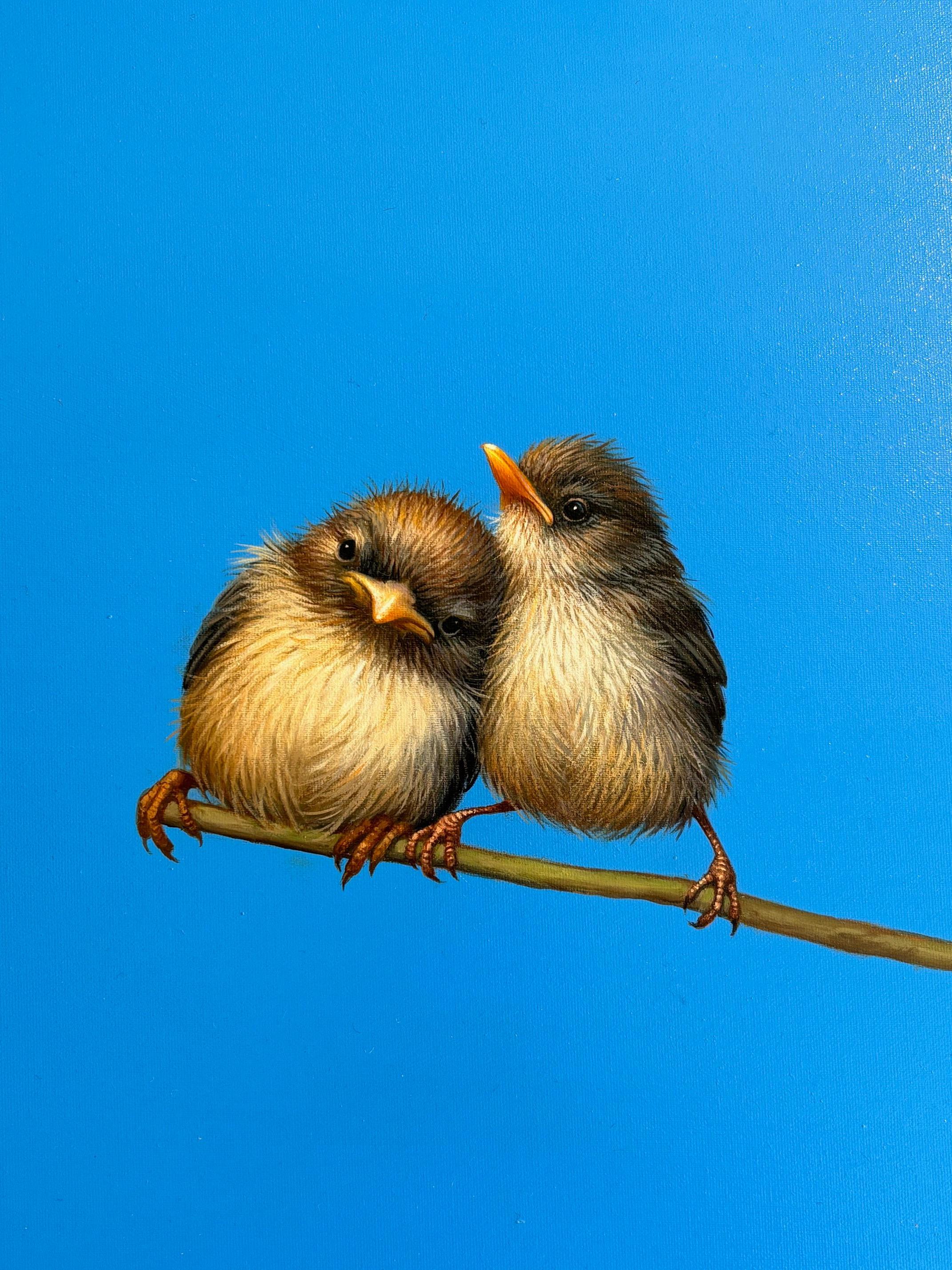 A Quiet Bond - original realist bird oil painting- contemporary skyscape artwork - Painting by Lilia Mazurkevich