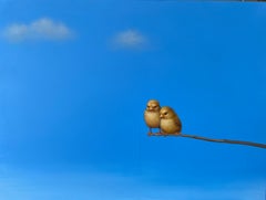 Blue Sky Comfort - original realist bird oil painting- contemporary art