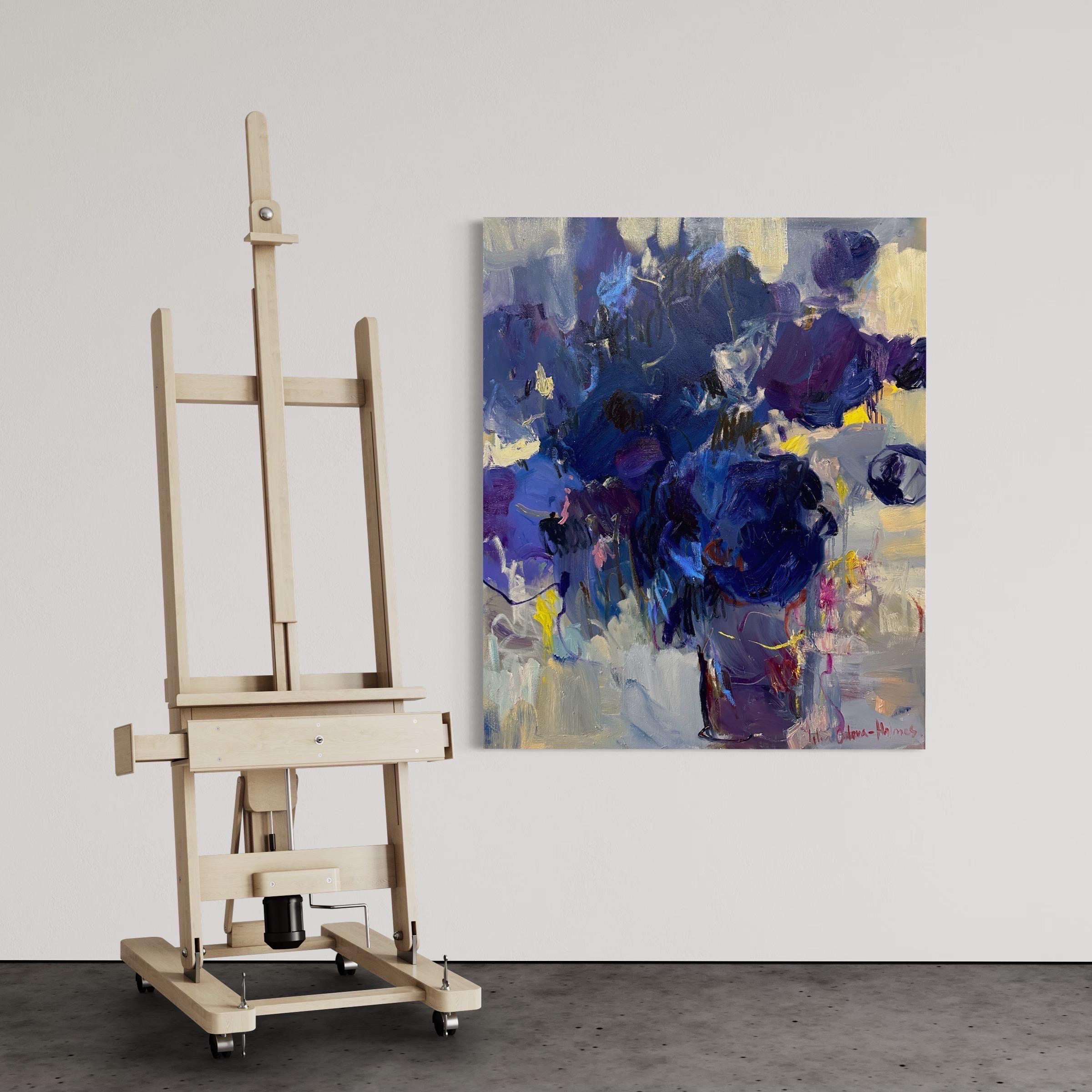 Fleurs abstraites. Bouquet bleu. 2023. Grande peinture à l'huile originale. Prêt à être accroché 4