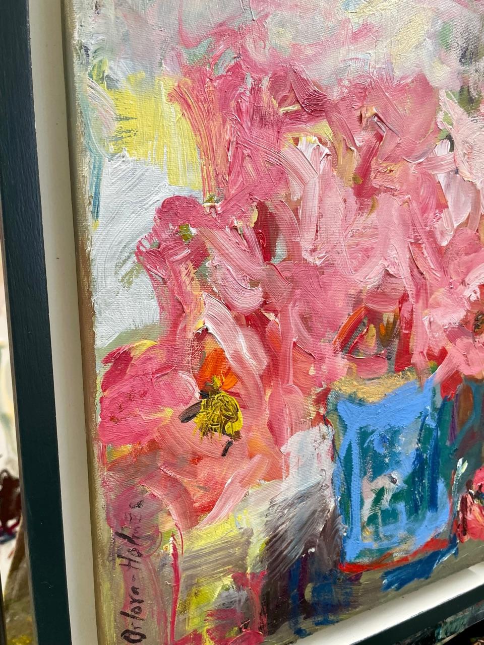 Bright roses. 2023 Spring collection. Floral. Original oil on canvas. - Brown Still-Life Painting by Lilia Orlova-Holmes