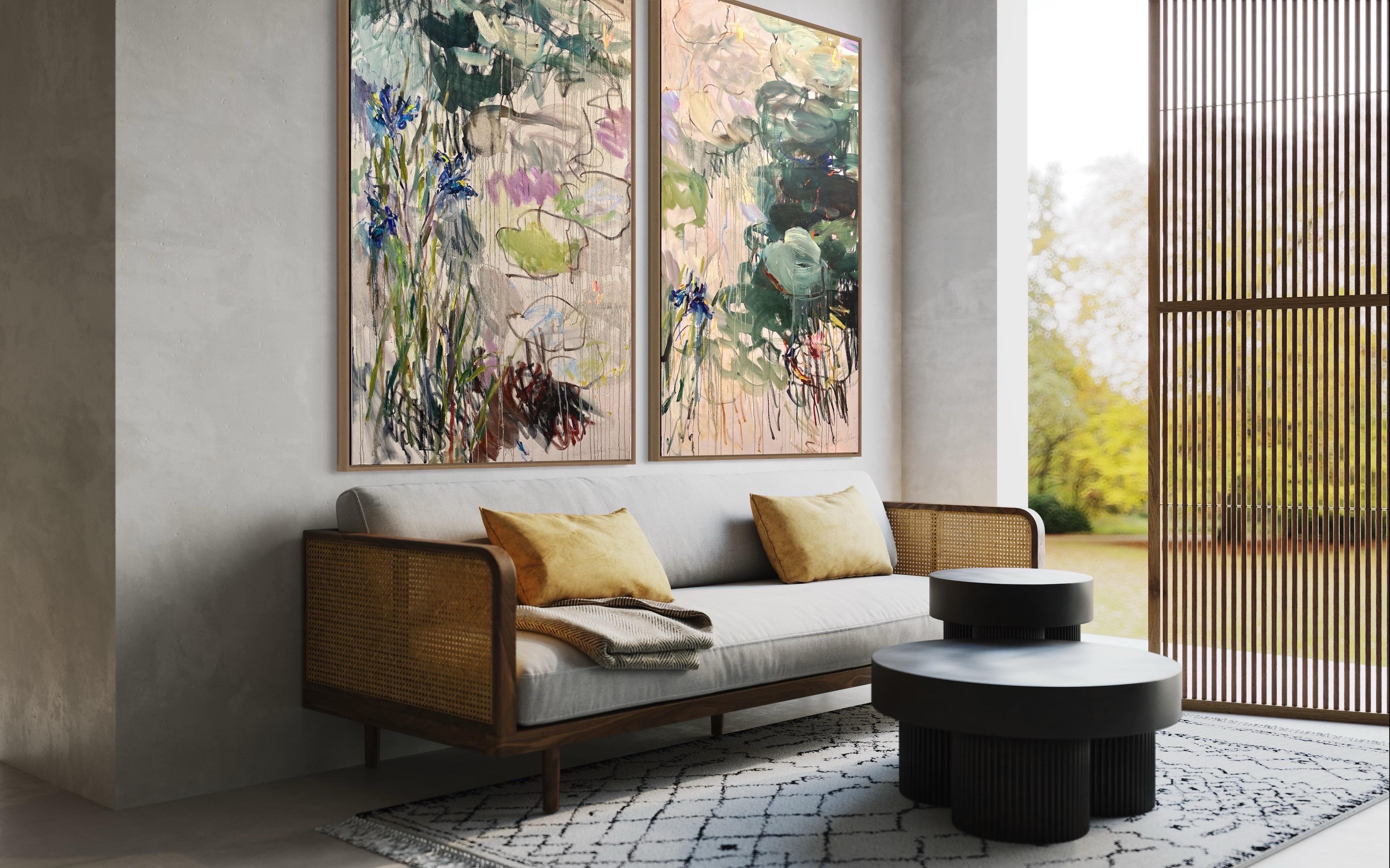 By the pond. Floating reflections. Large original oil painting. Ready to hang. For Sale 5