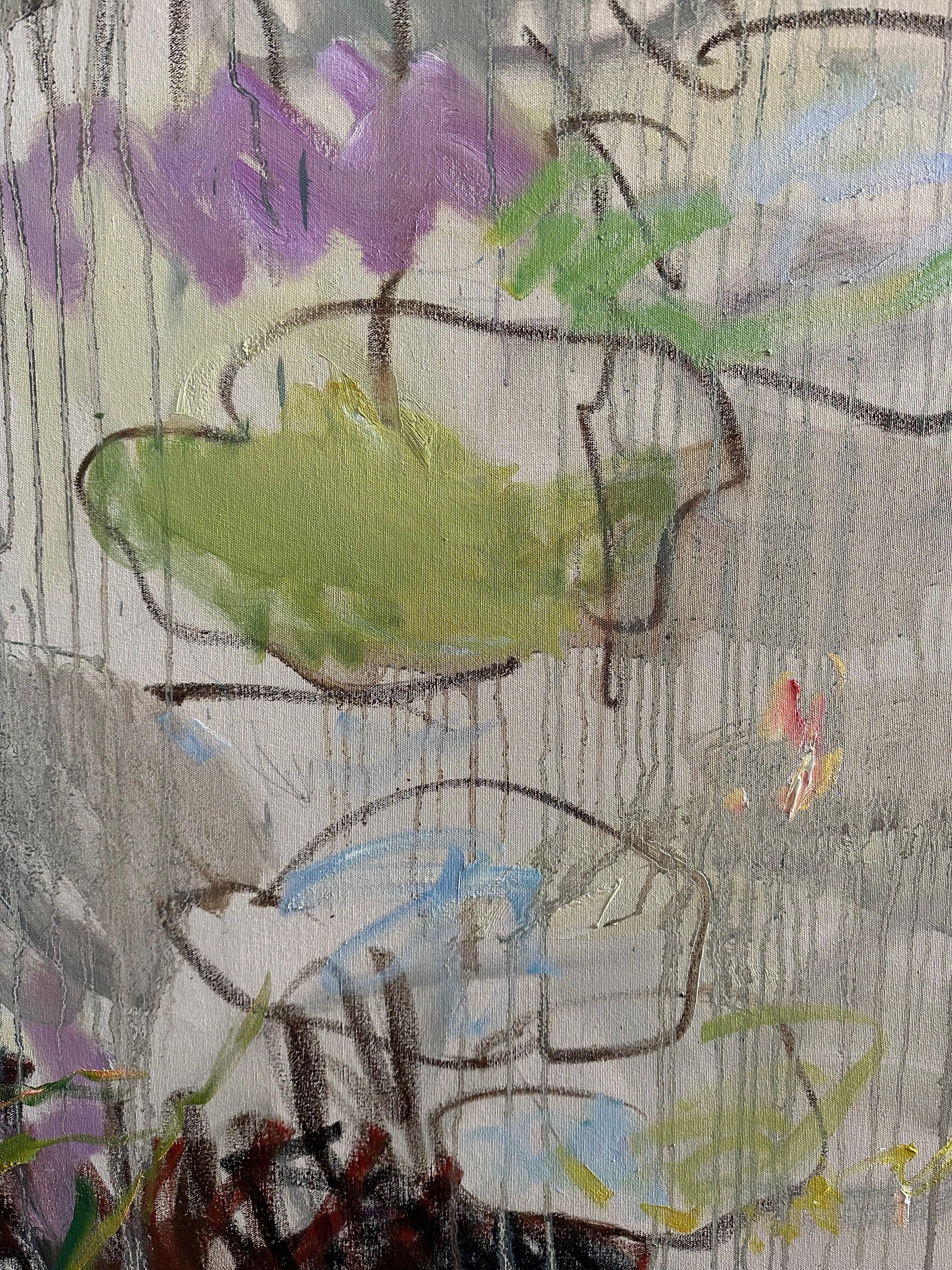By the pond. Floating reflections. Large original oil painting. Ready to hang. - Painting by Lilia Orlova-Holmes