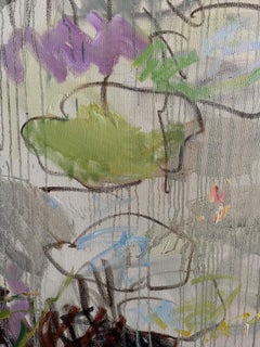 By the pond. Floating reflections. Large original oil painting. Ready to hang.