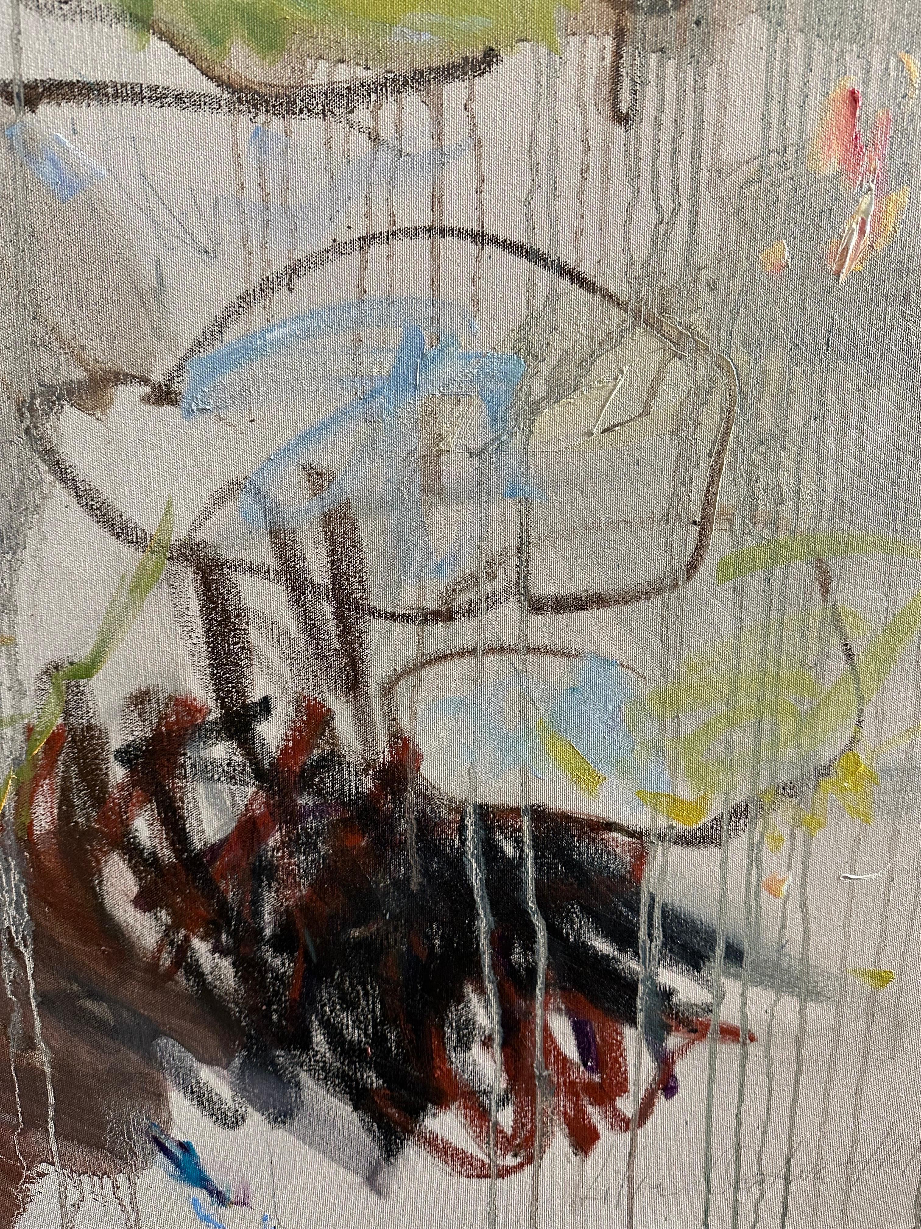 By the pond. Floating reflections. Large original oil painting. Ready to hang. - Abstract Expressionist Painting by Lilia Orlova-Holmes