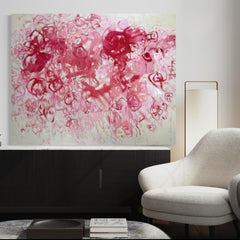 Friday. Pink Flowers. 2022. Extra large Original oil painting. Ready to hang.