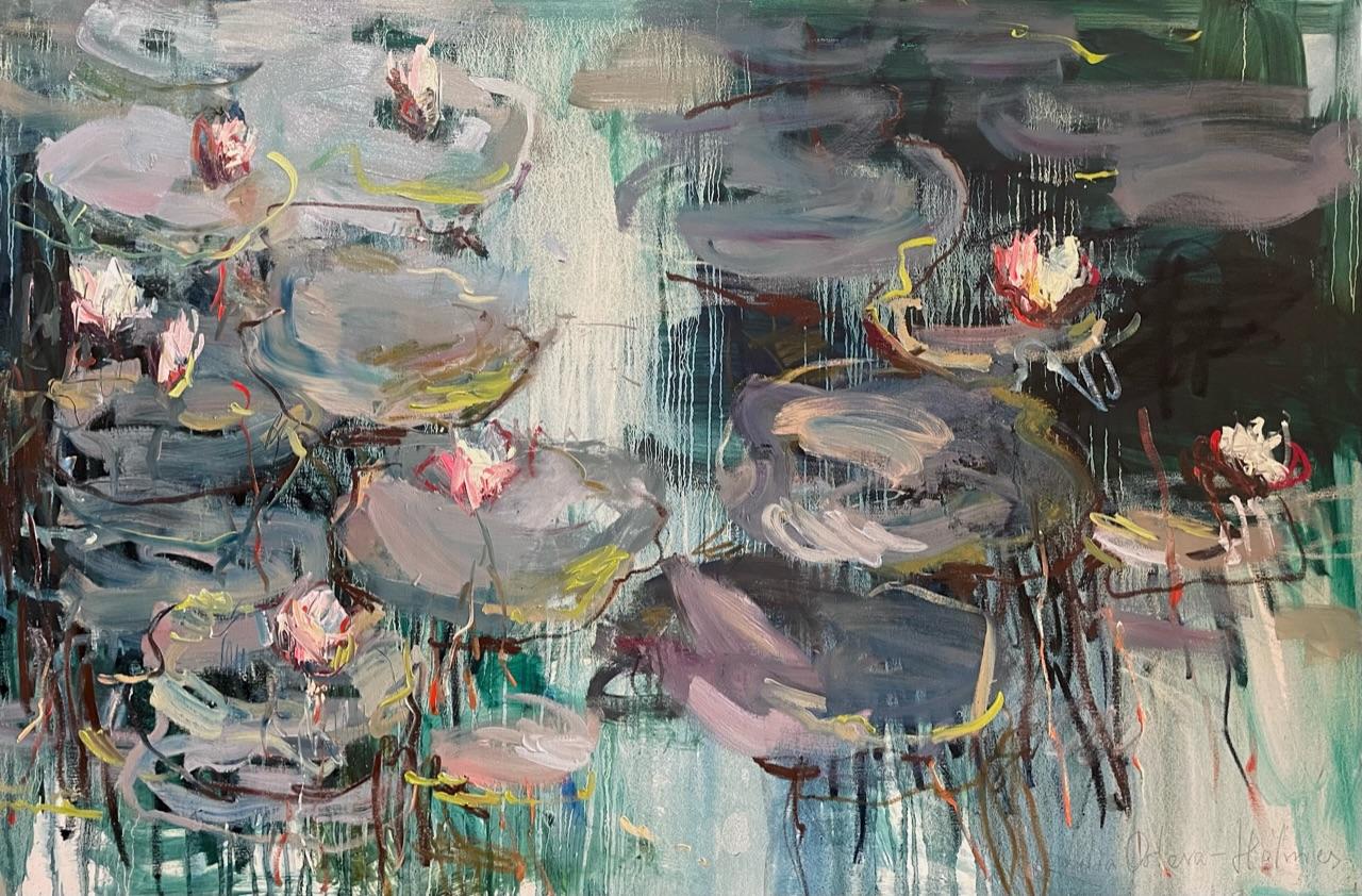 Original contemporary oil painting.
For sale directly from the artist's studio.
Large semi-abstract, expressive and gestural painting inspired by Impressionism, Monet and gardens in Giverny.
The painting is a part of the series “Reflections. Dreams