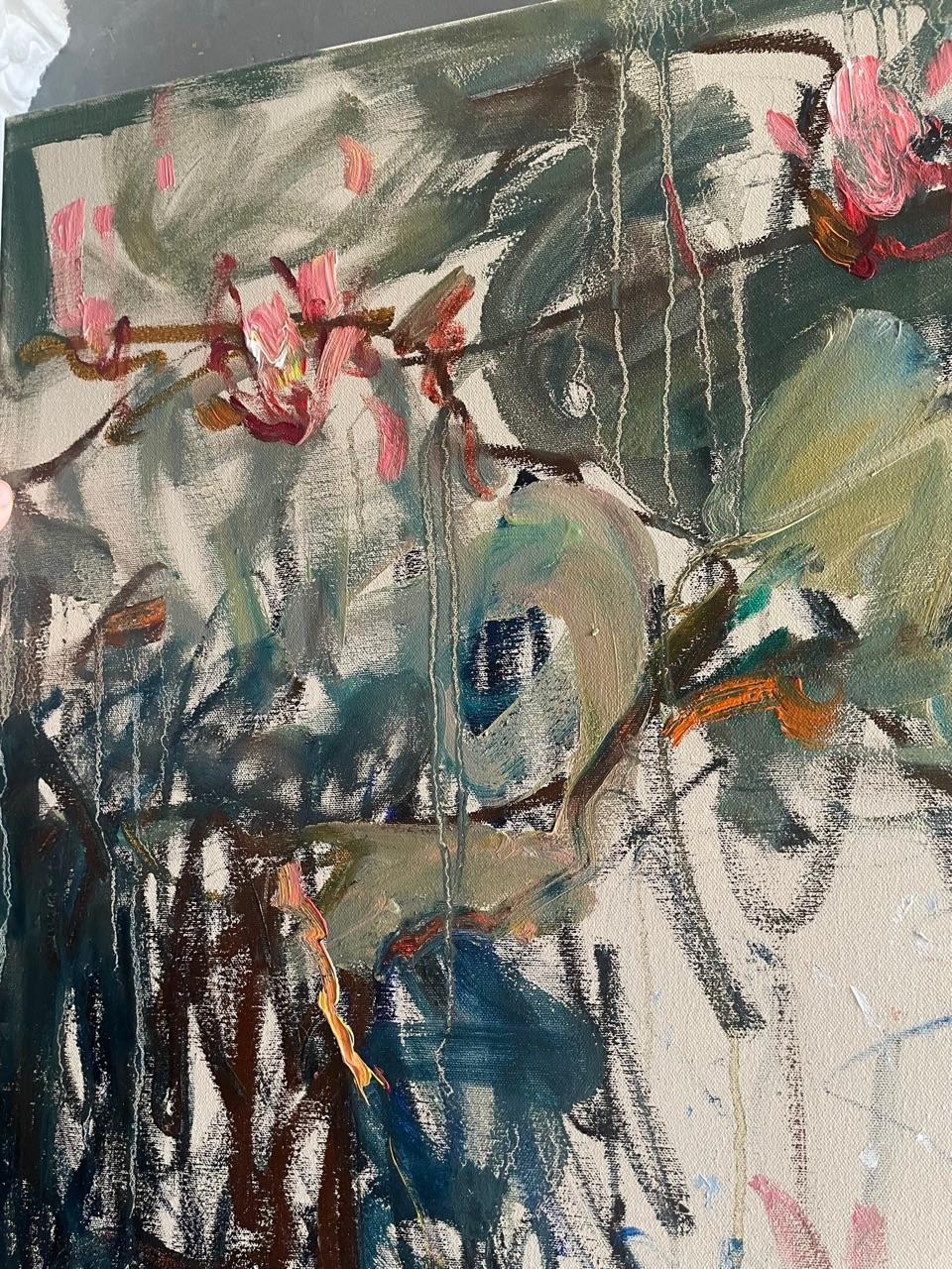 Pittura a olio contemporanea originale.
In vendita direttamente dallo studio dell'artista.
Grande dipinto semi-astratto, espressivo e gestuale ispirato all'Impressionismo, a Monet e ai giardini di Giverny.
Il dipinto fa parte della serie