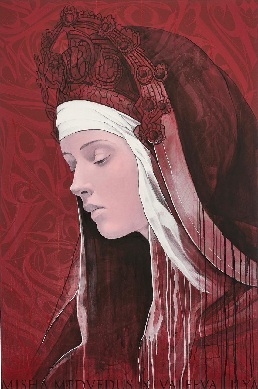 Figurative Painting Lilia Valeeva - Attirance, 150 x 100 cm, acrylique sur toile