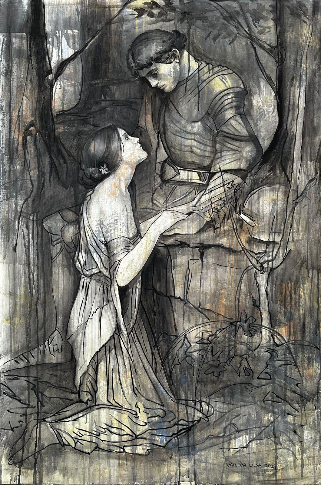 La dernière rencontre, 150 x 100 cm, acrylique sur toile - Art de Lilia Valeeva
