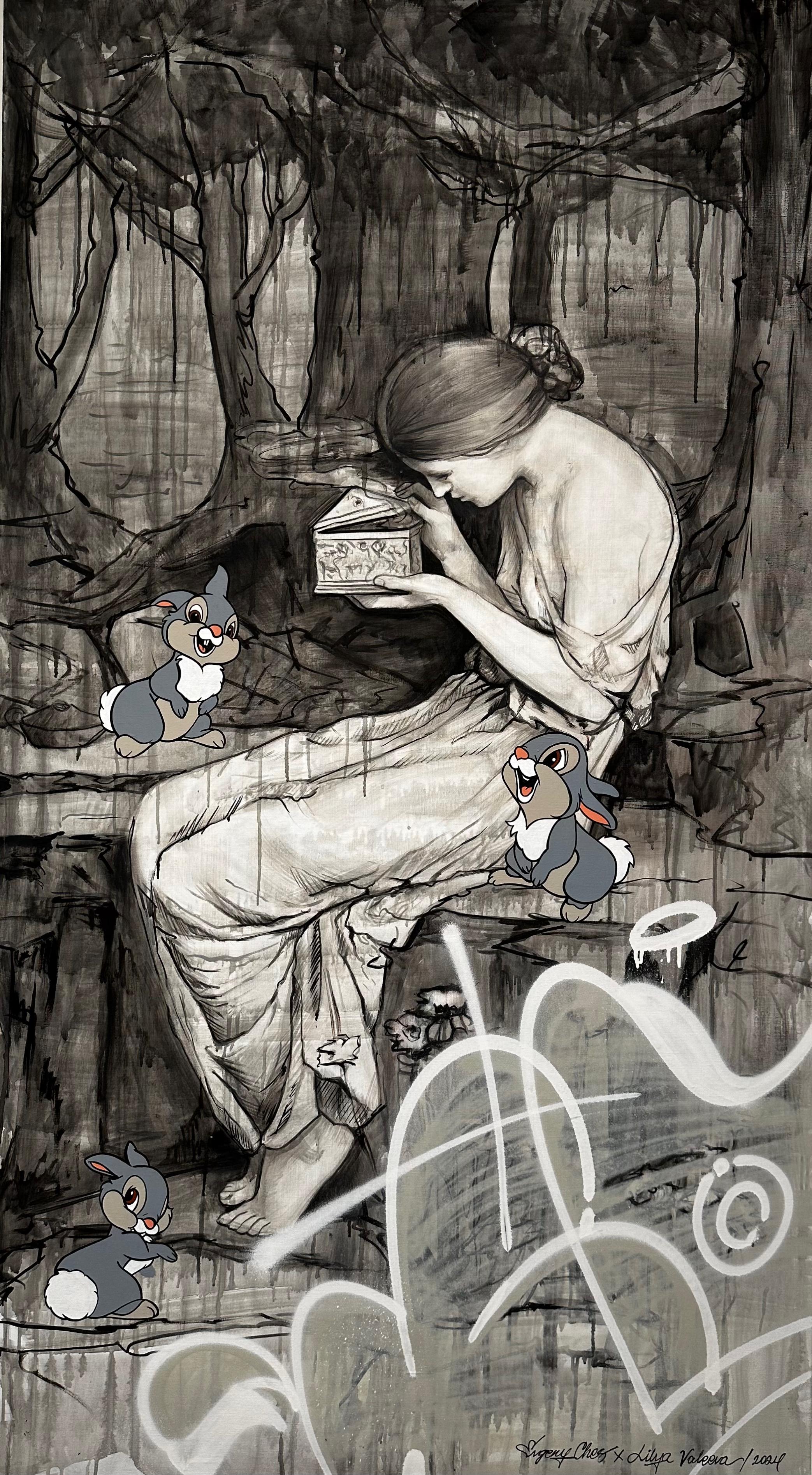 Lilia Valeeva Figurative Painting - Secret box, 180х100 cm, acrylic on canvas