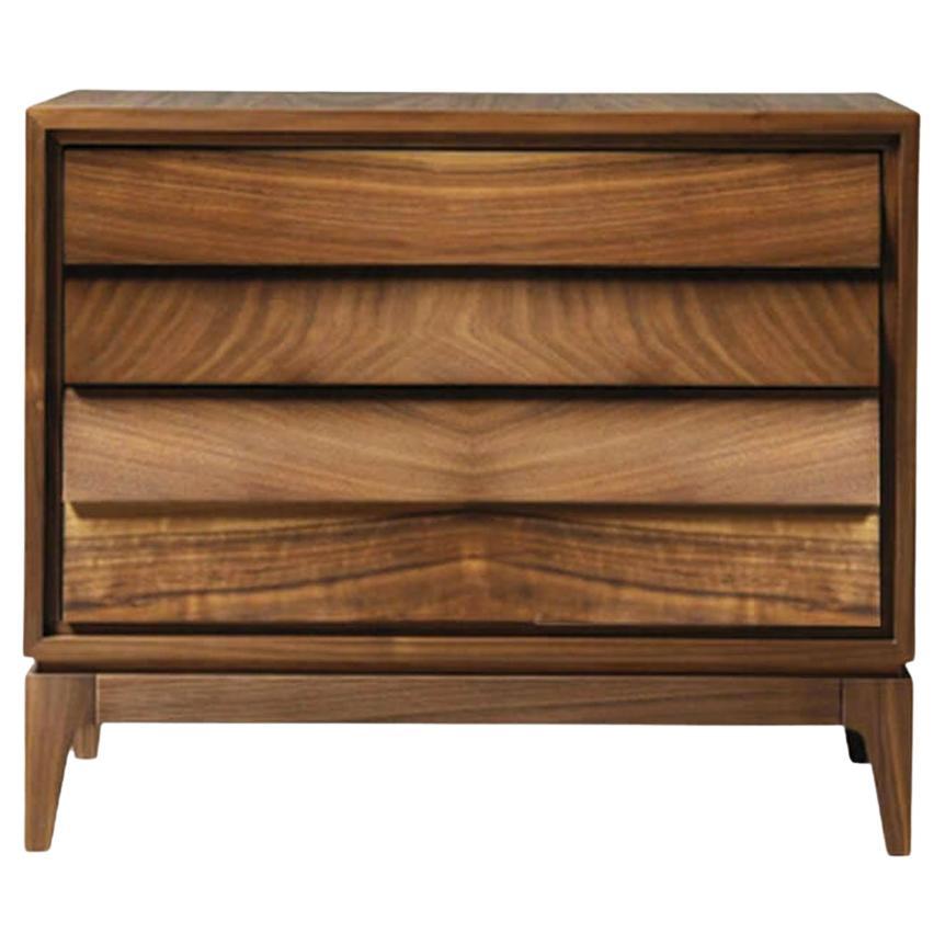 Liliale Solid Wood Bedside table, Walnut in Natural Finish, Contemporary For Sale