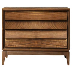 Liliale Solid Wood Bedside table, Walnut in Natural Finish, Contemporary