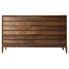Liliale Solid Wood Dresser, Walnut in Hand-Made Natural Finish, Contemporary