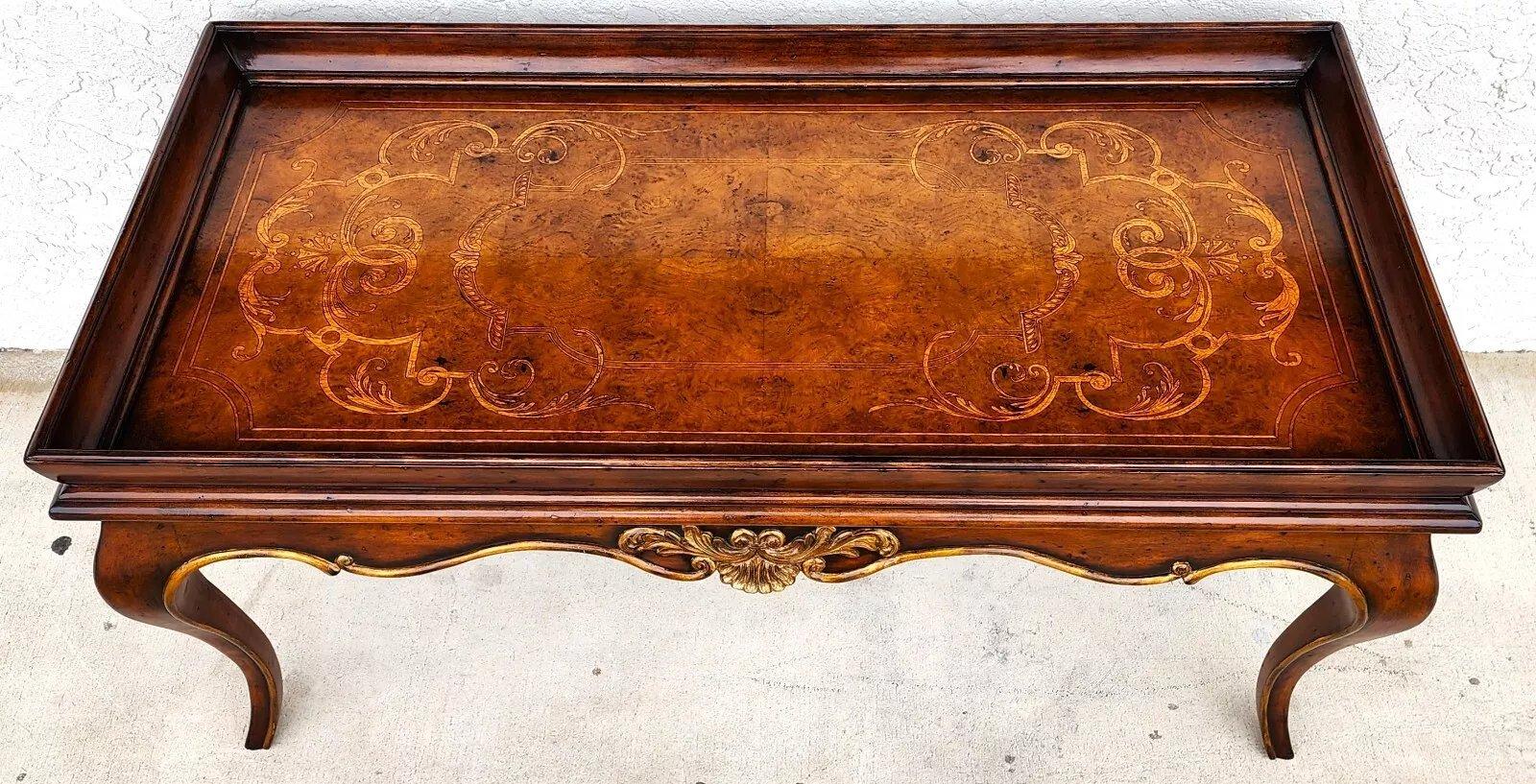 French Provincial Lillian August for Drexel Coffee Table Venetian Inlayed Top