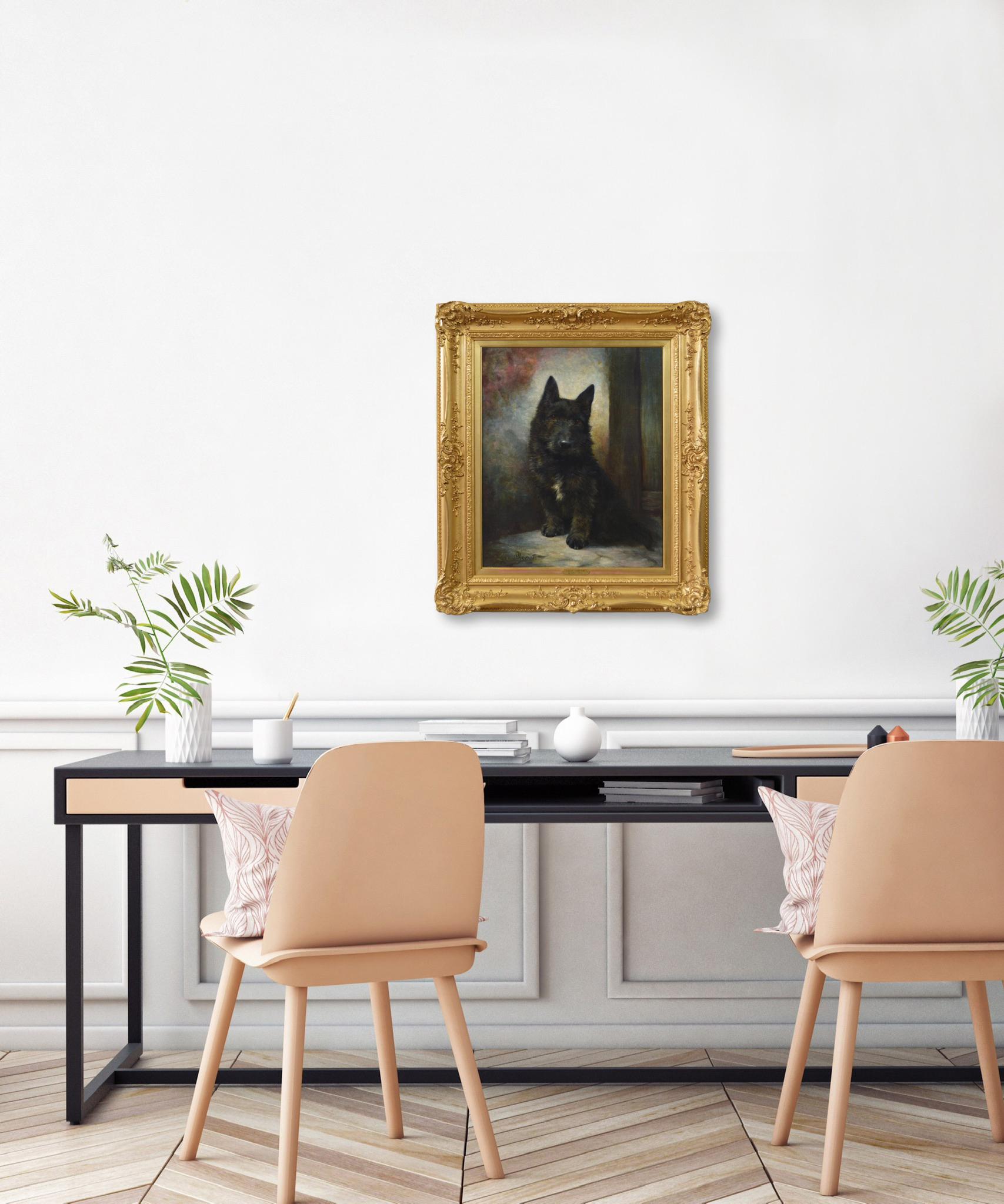 Portrait à l'huile d'un terrier écossais représentant un chien, XIXe siècle 1