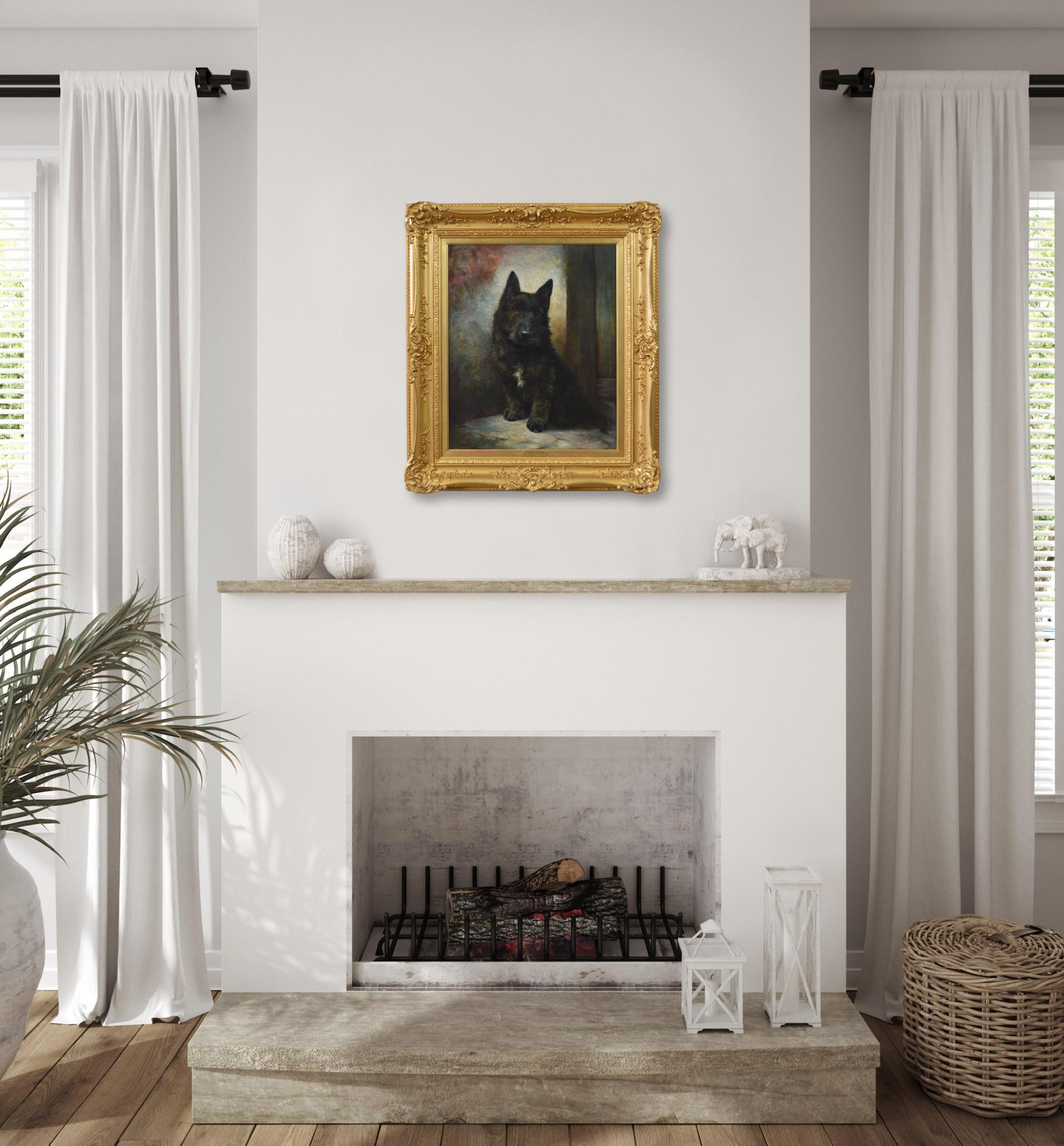 Portrait à l'huile d'un terrier écossais représentant un chien, XIXe siècle 2