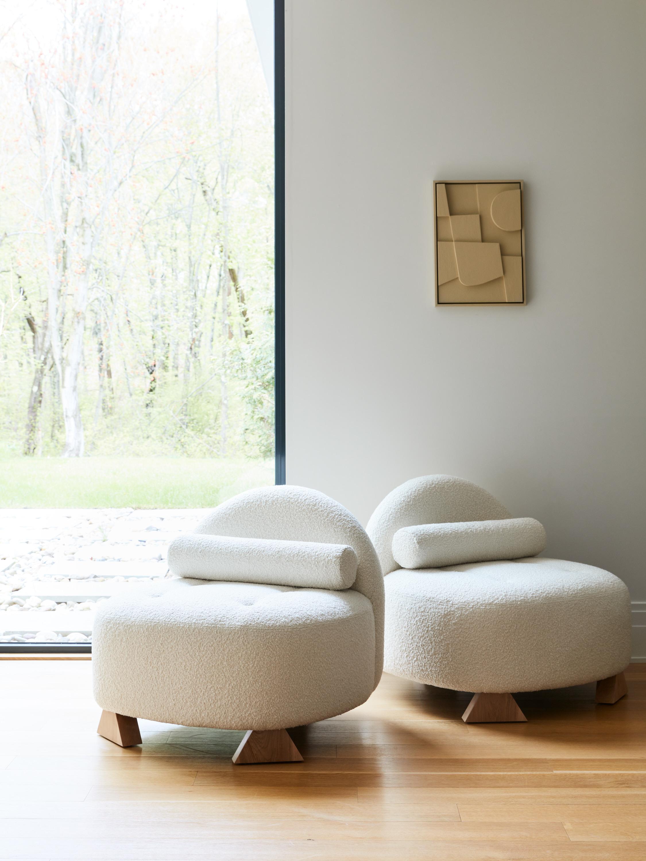Modern Lilian Club Chair, Ivory Bouclé Lounge Chair by Christian Siriano For Sale