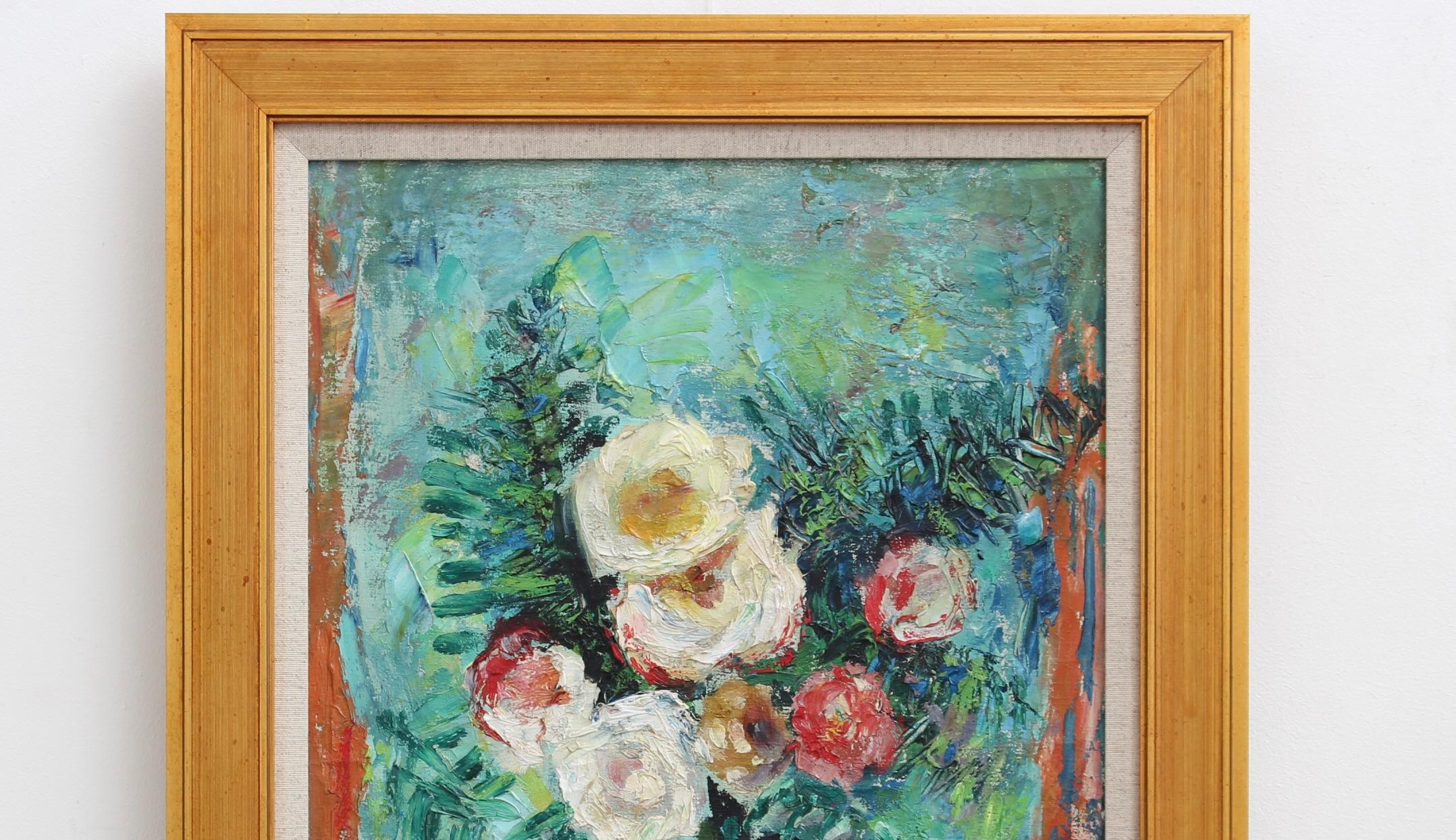 Bouquet of Flowers in a Pitcher - Impressionist Painting by Lilian E. Whitteker