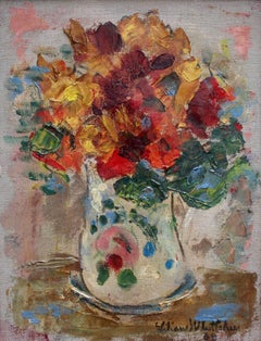 Floral Bouquet in Painted Vase