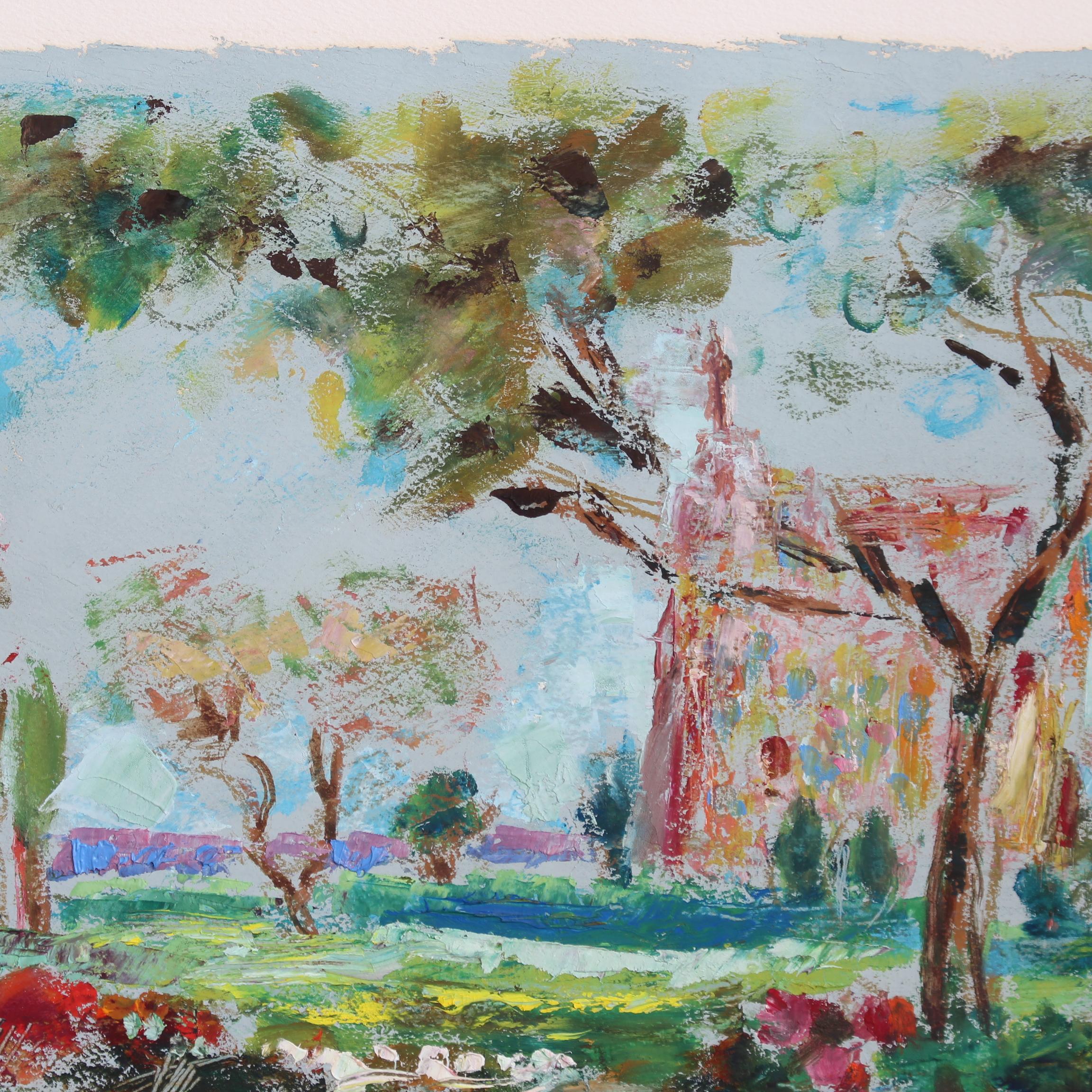 Paysage avec église de Touraine, France en vente 8
