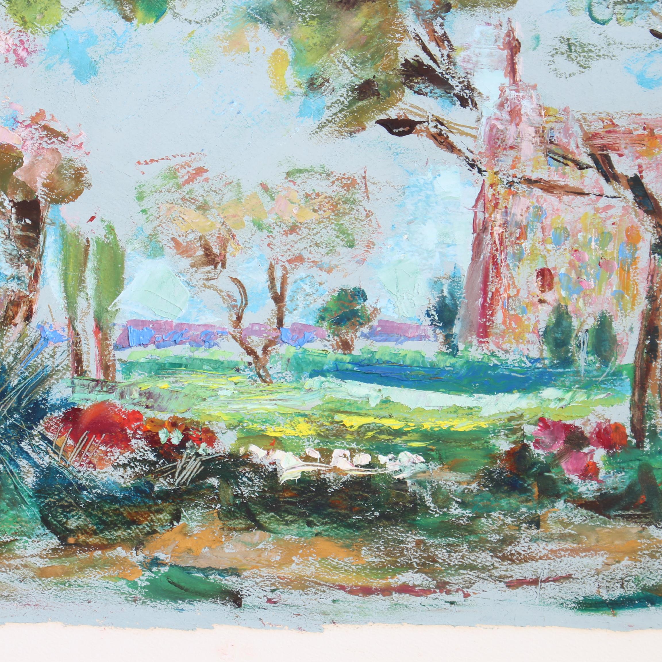 Paysage avec église de Touraine, France en vente 11