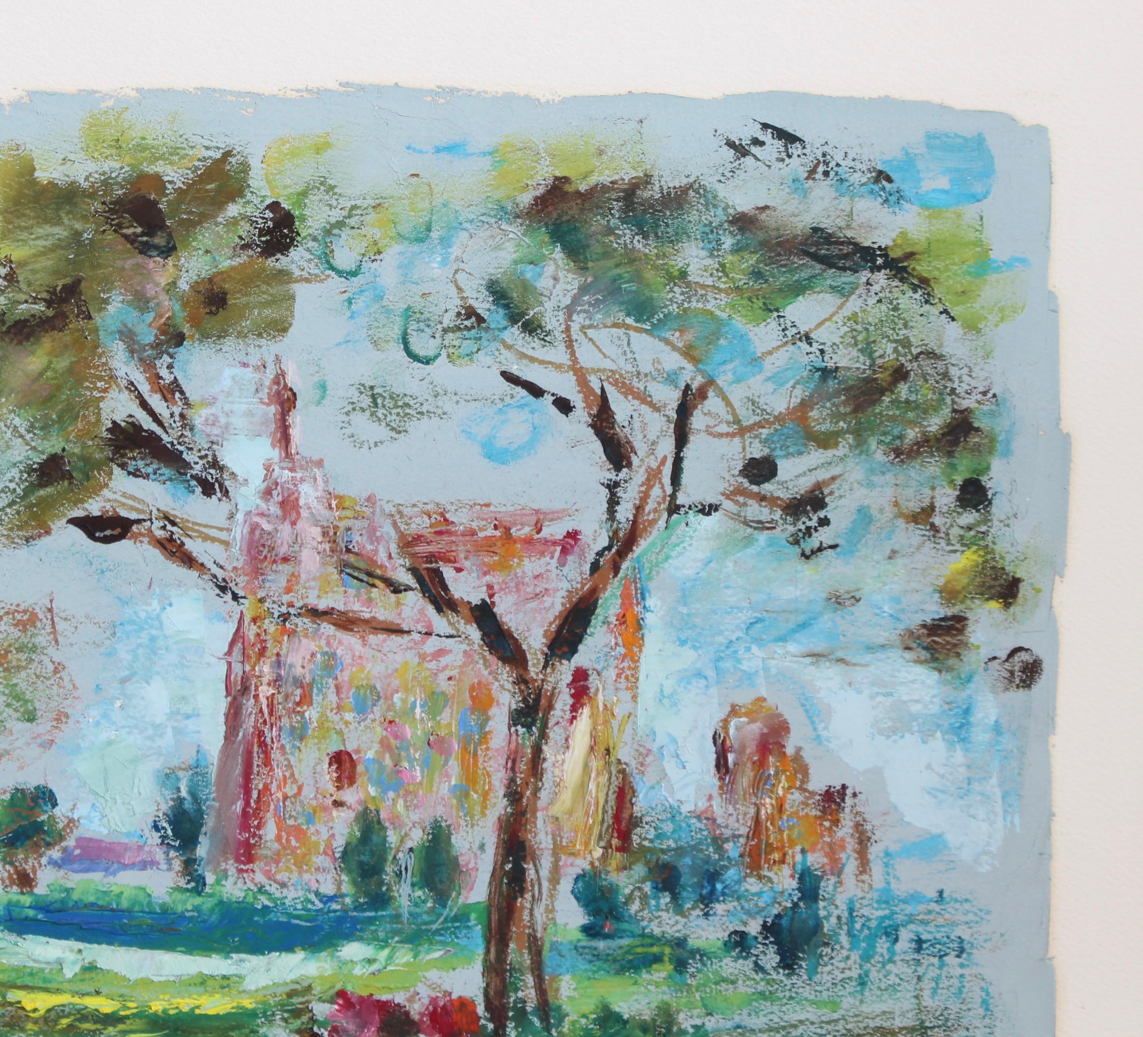 Paysage avec église de Touraine, France en vente 3