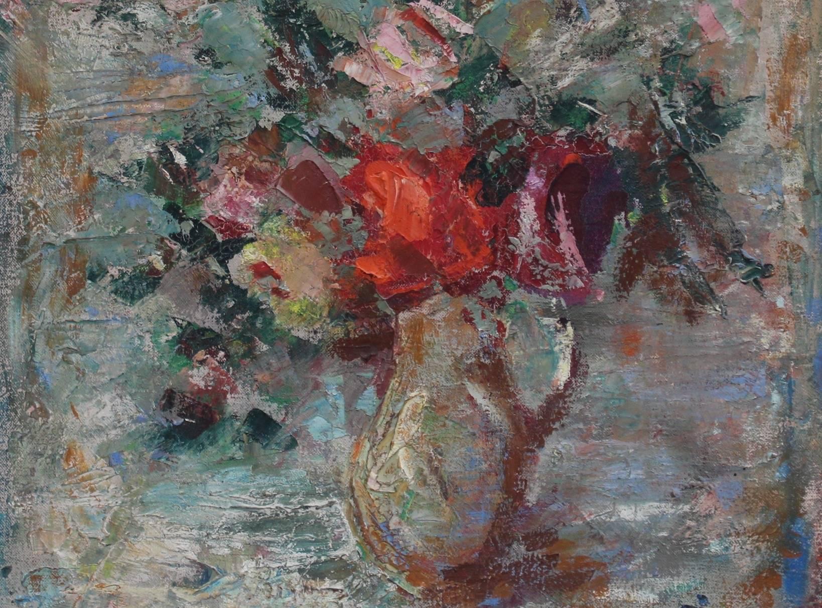 Lilian Whitteker, 'Bouquet of Flowers in Water Jug', Expressionist Oil Painting 2