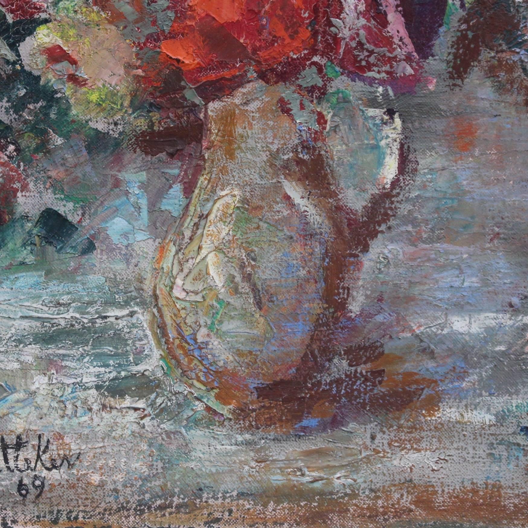 Lilian Whitteker, 'Bouquet of Flowers in Water Jug', Expressionist Oil Painting 3