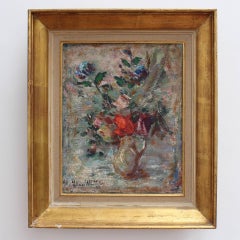 « Bouquet de fleurs dans une cruche à eau »:: peinture à l'huile expressionniste de Lilian Whitteker