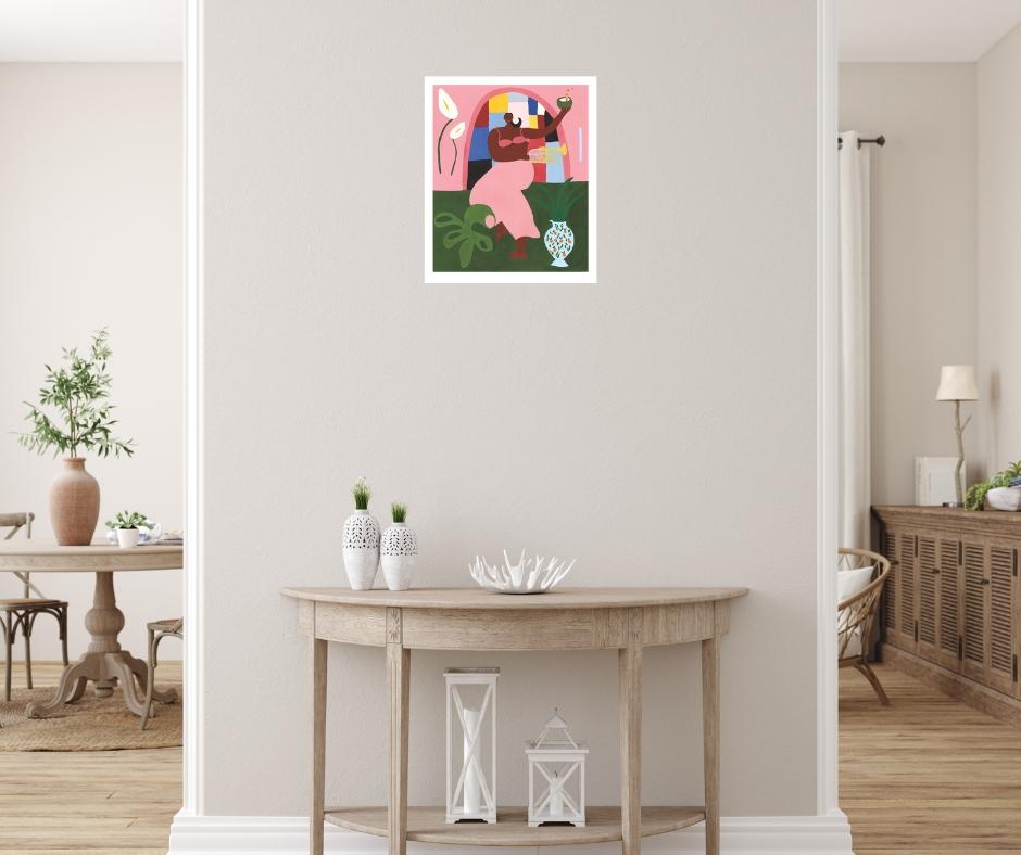 Calla Lily Dancer - Pink Figurative Print by Lilian Martinez