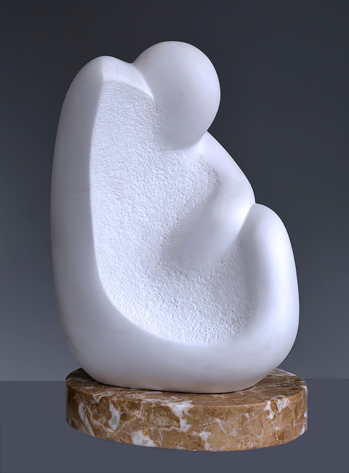 Seated Figure - Gray Figurative Sculpture by Lilian R Engel