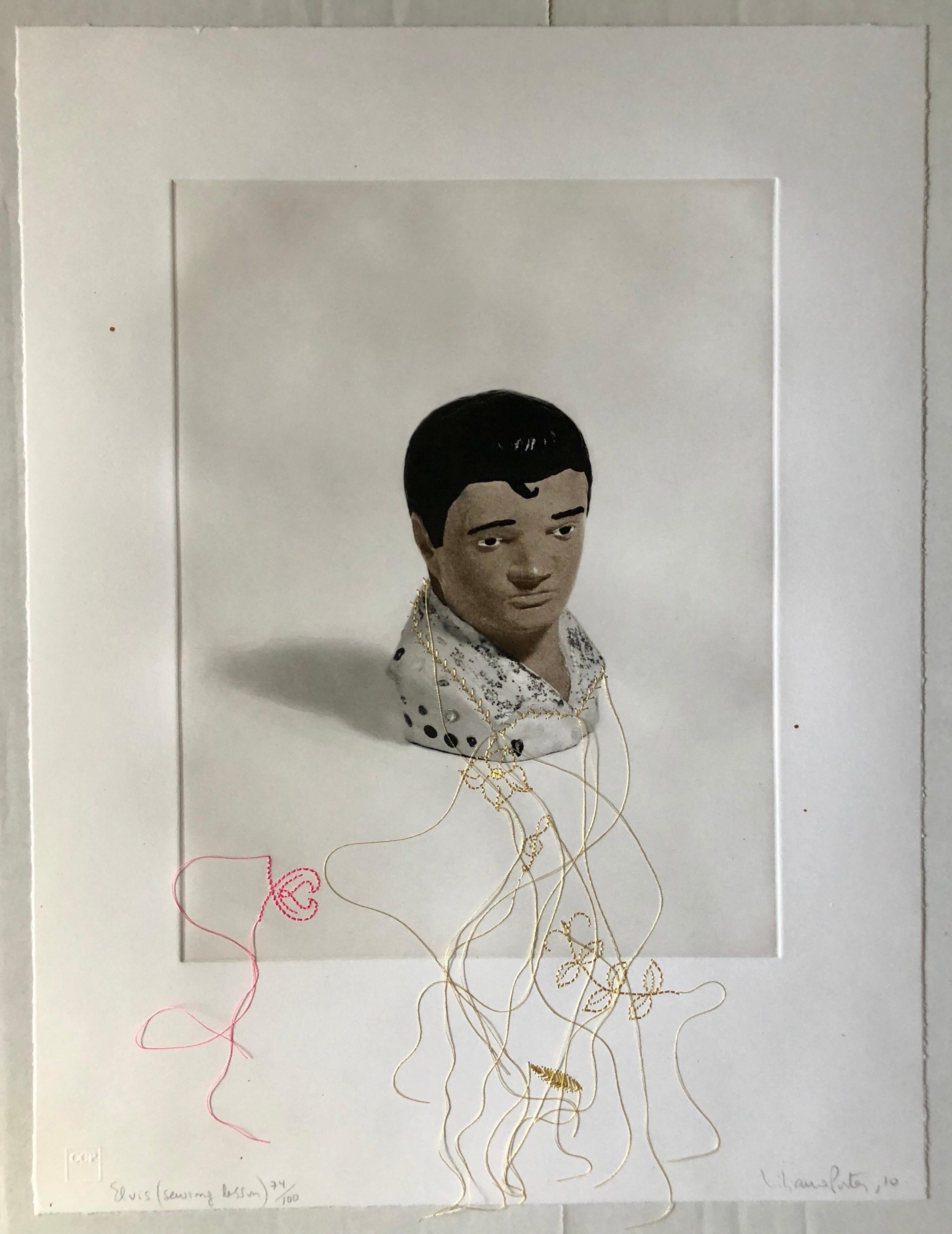 Lateinamerikanische Mixed-Media-Collage-Foto-Intaglio-Gravurdruck mit Stickerei im Angebot 9